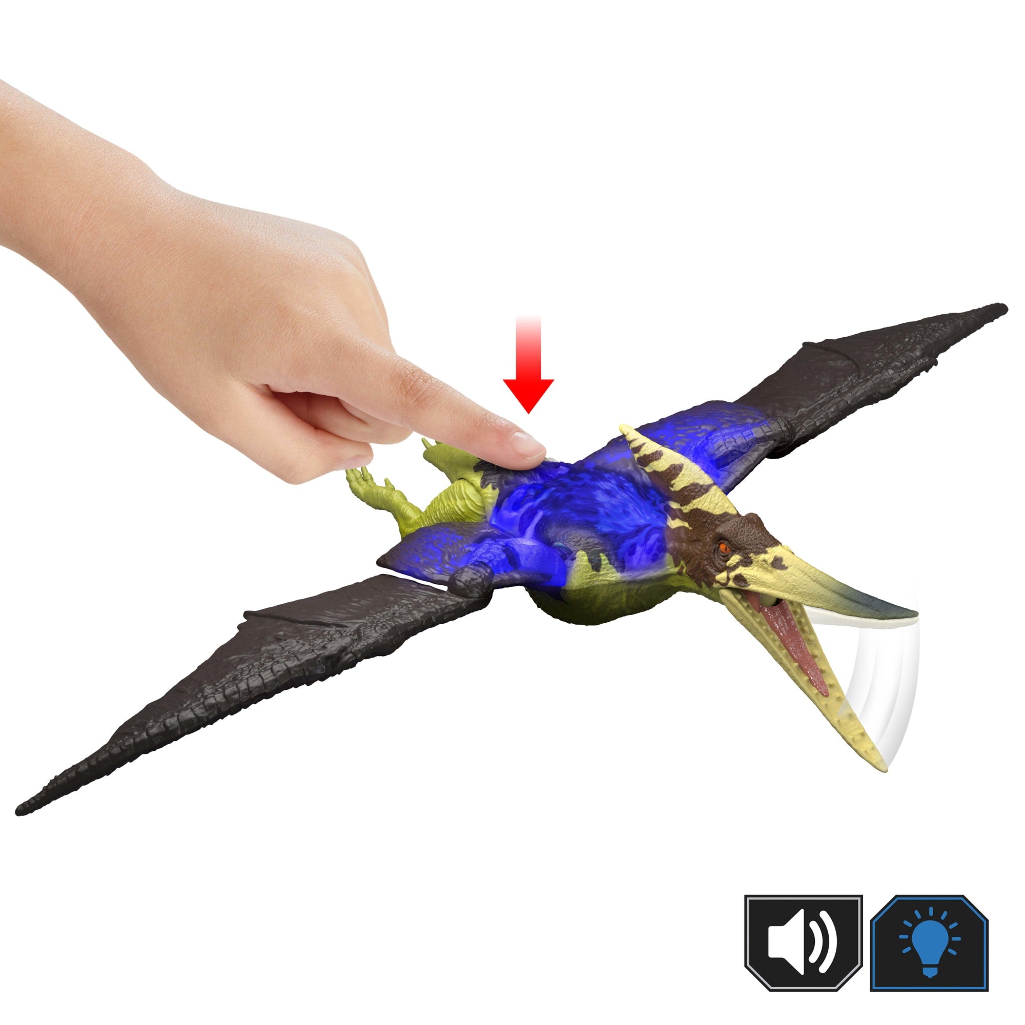 Jurassic World Wild Roar Pteranodon Dinosaur Action Figure Toy. Attack. Light & Sound. Scan Code - Image 3
