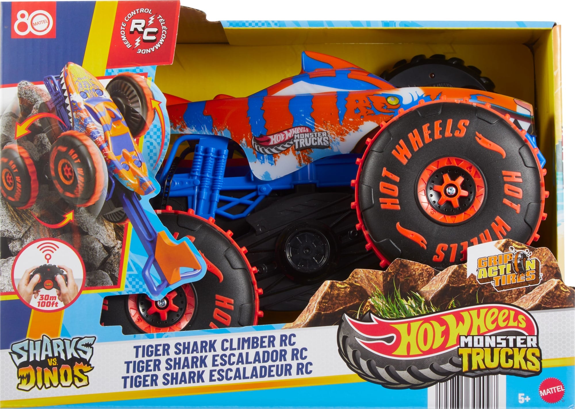 Hot Wheels Monster Trucks Tiger Shark Climber RC Vehicle. Battery-Powered Remote-Control Toy Truck - Image 6