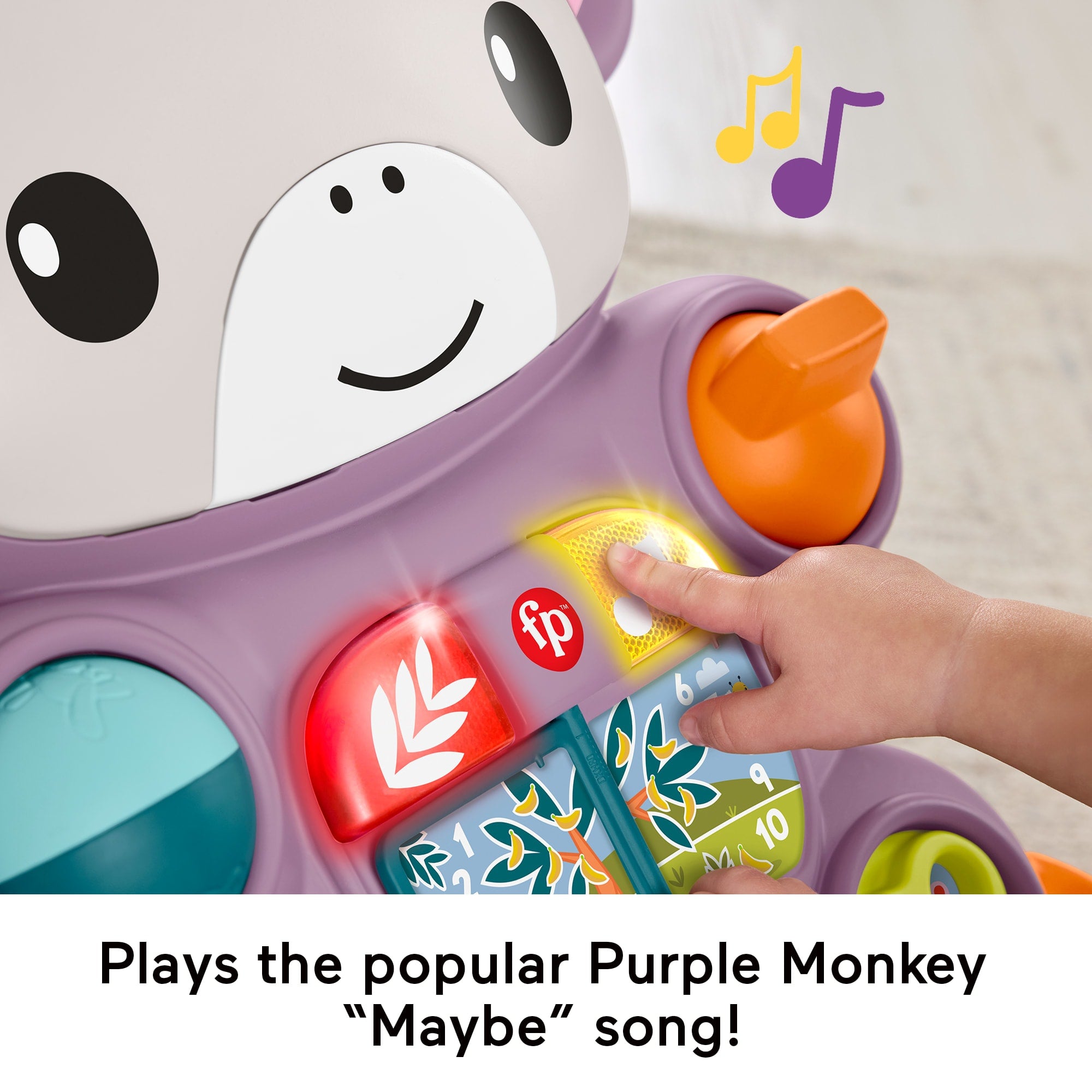Fisher-Price Learn With Me Purple Monkey Push Walker. Baby Musical Learning Activity Toy - Image 4