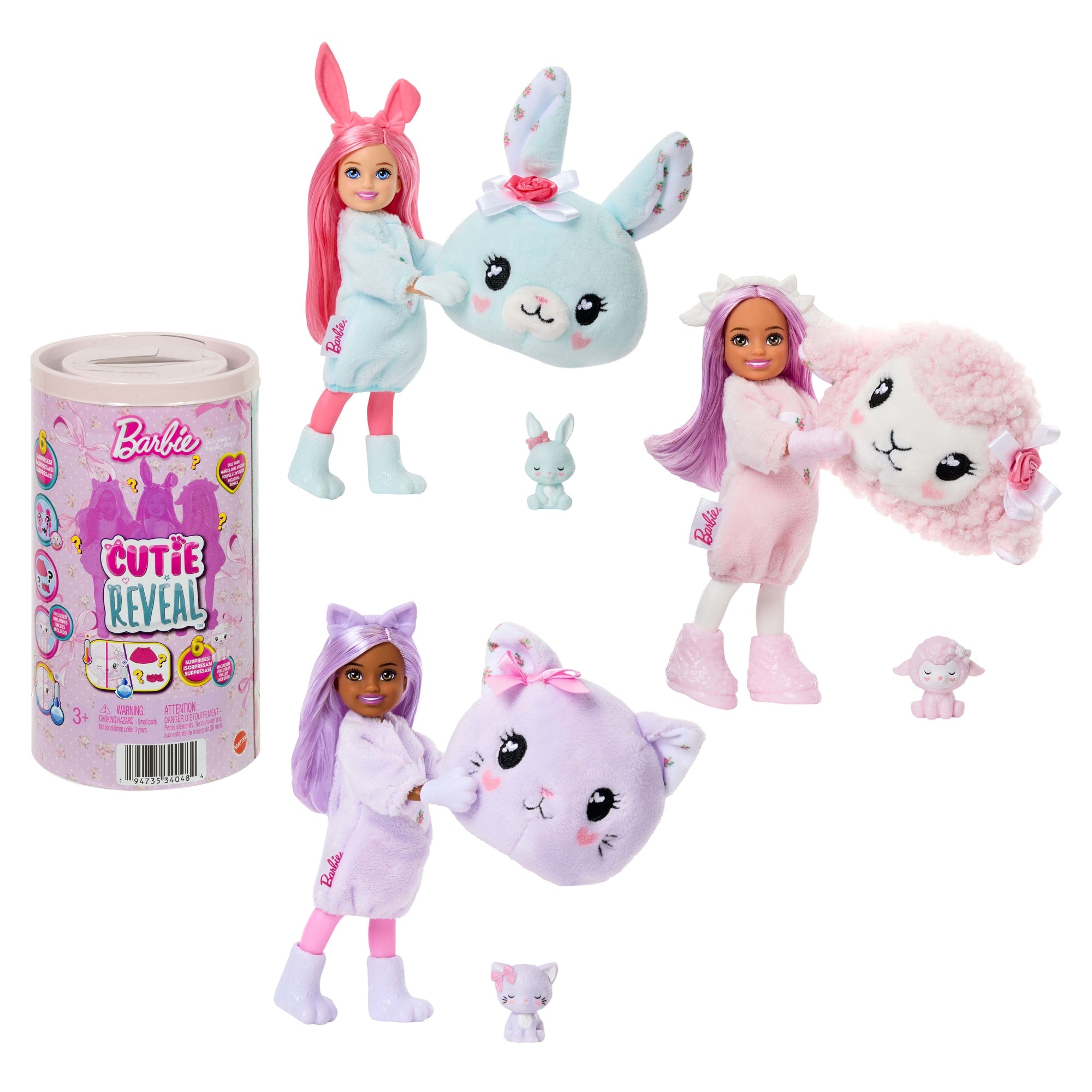 Barbie Cutie Reveal Cuddly Series Chelsea Small Dolls & Accessories. 6 Surprises