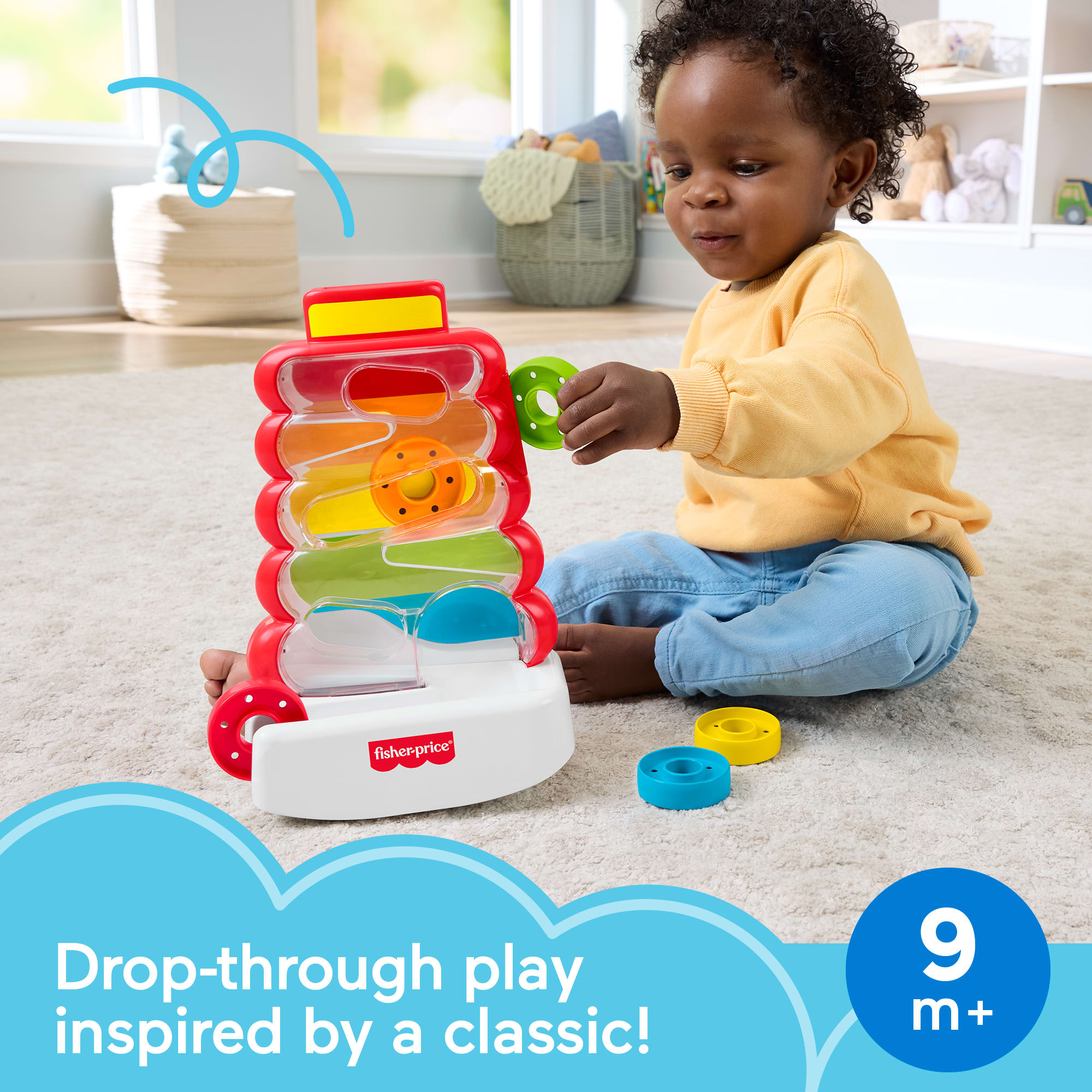 Fisher-Price Drop Through Rock-A-Stack Baby & Toddler Developmental Activity Toy. 5 Coins - Image 2