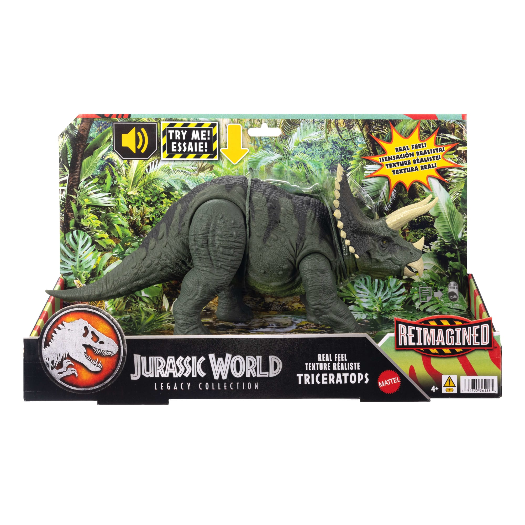 Jurassic World Reimagined Real Feel Triceratops Roaring Dinosaur Figure. 90S Inspired Toy - Image 6