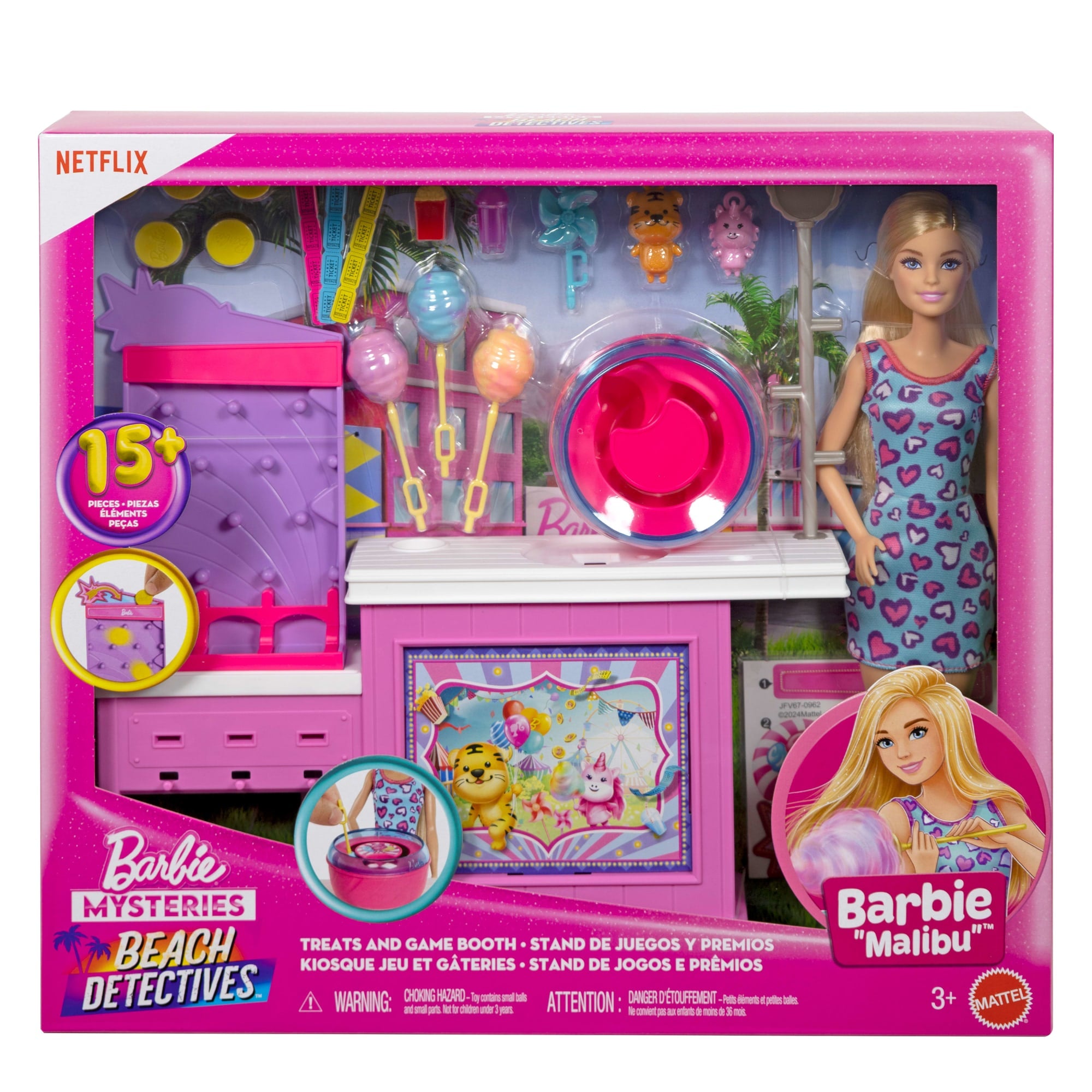 Barbie Mysteries: Beach Detectives Barbie Malibu Doll. Cotton Candy Game Playset & Accessories - Image 6