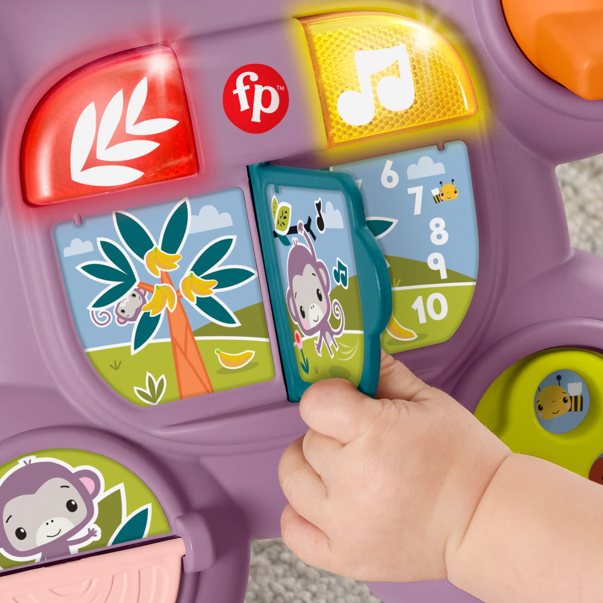 Fisher-Price Learn With Me Purple Monkey Walker Baby Activity Toy With Music & Lights - Image 5