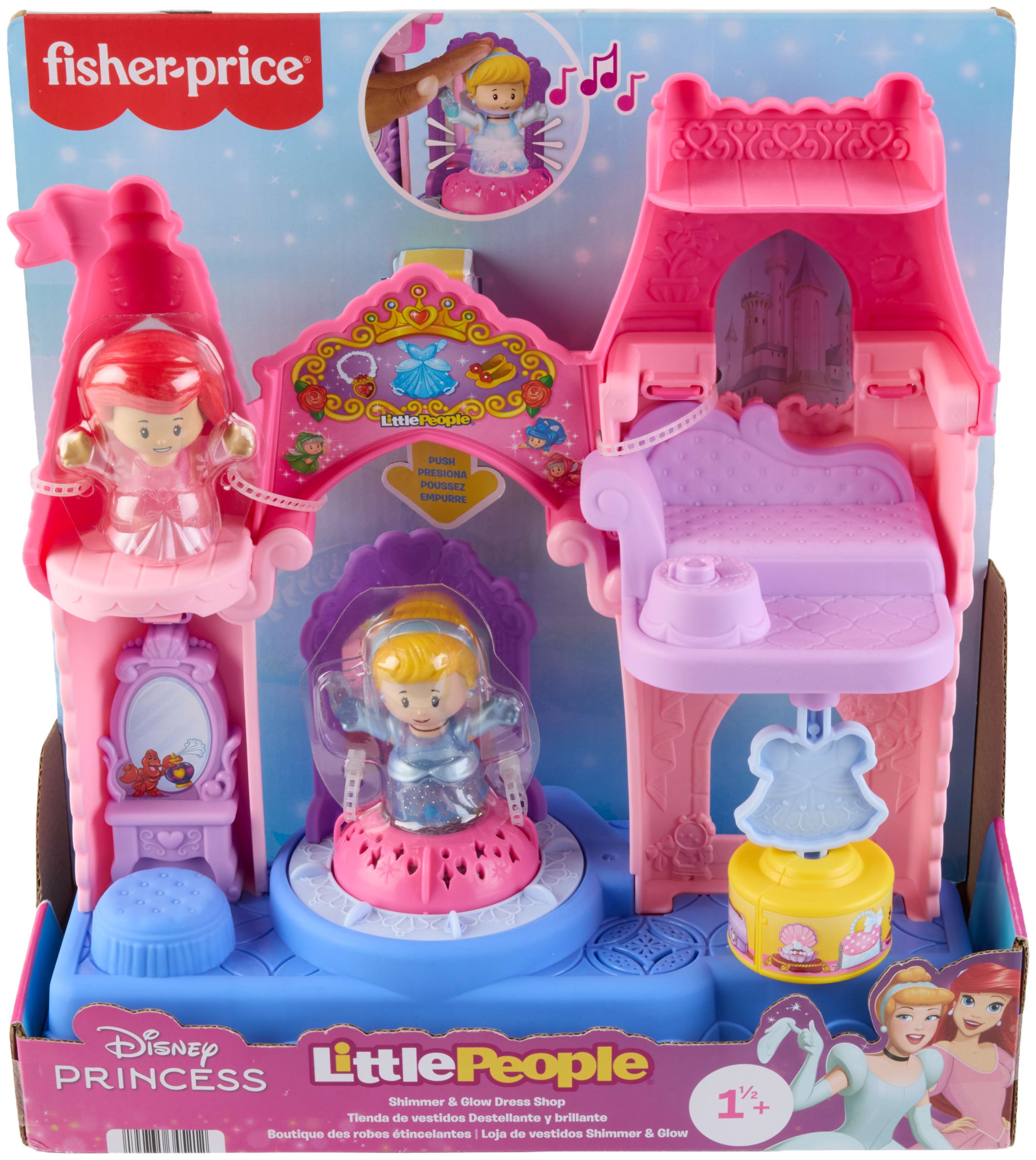 Fisher-Price Little People Disney Princess Shimmer & Glow Dress Shop Toddler Playset & 2 Figures - Image 6