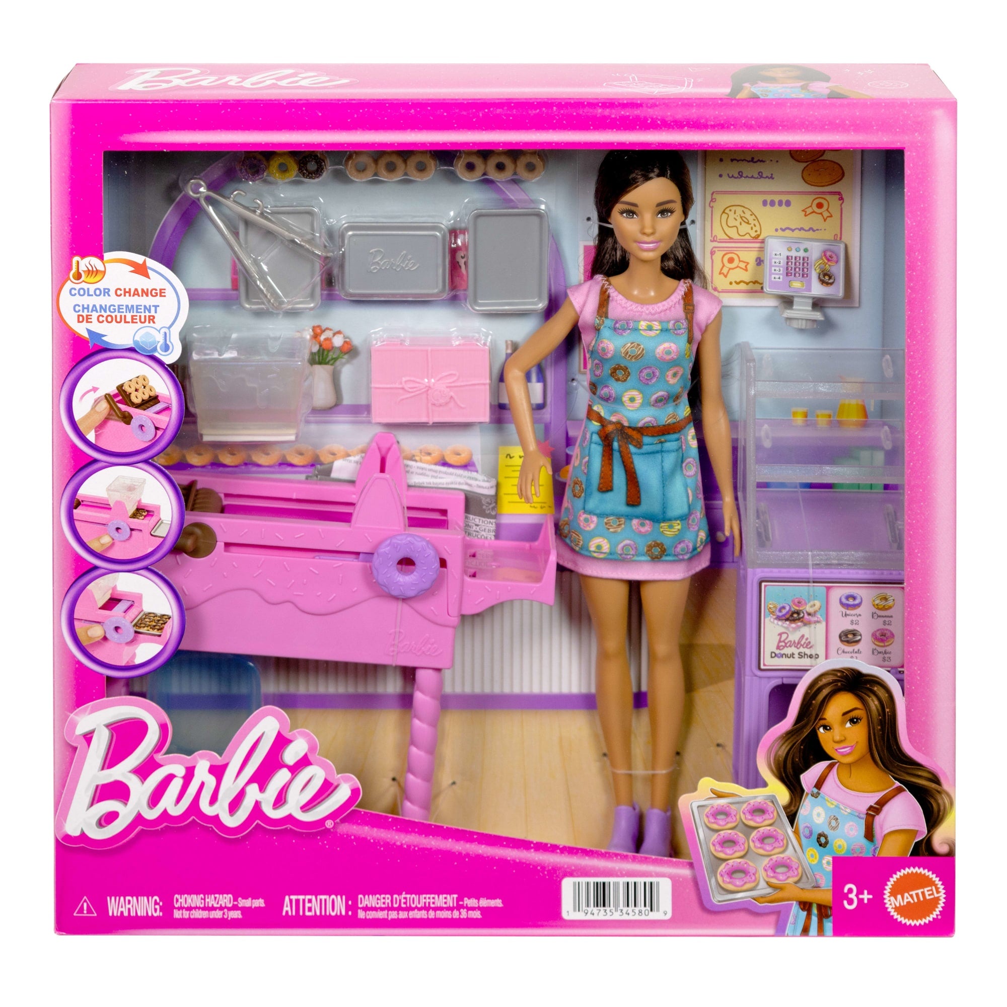 Barbie Careers Donut Shop Playset With Fashion Doll. Conveyor Belt. Accessories & Color-Change - Image 6