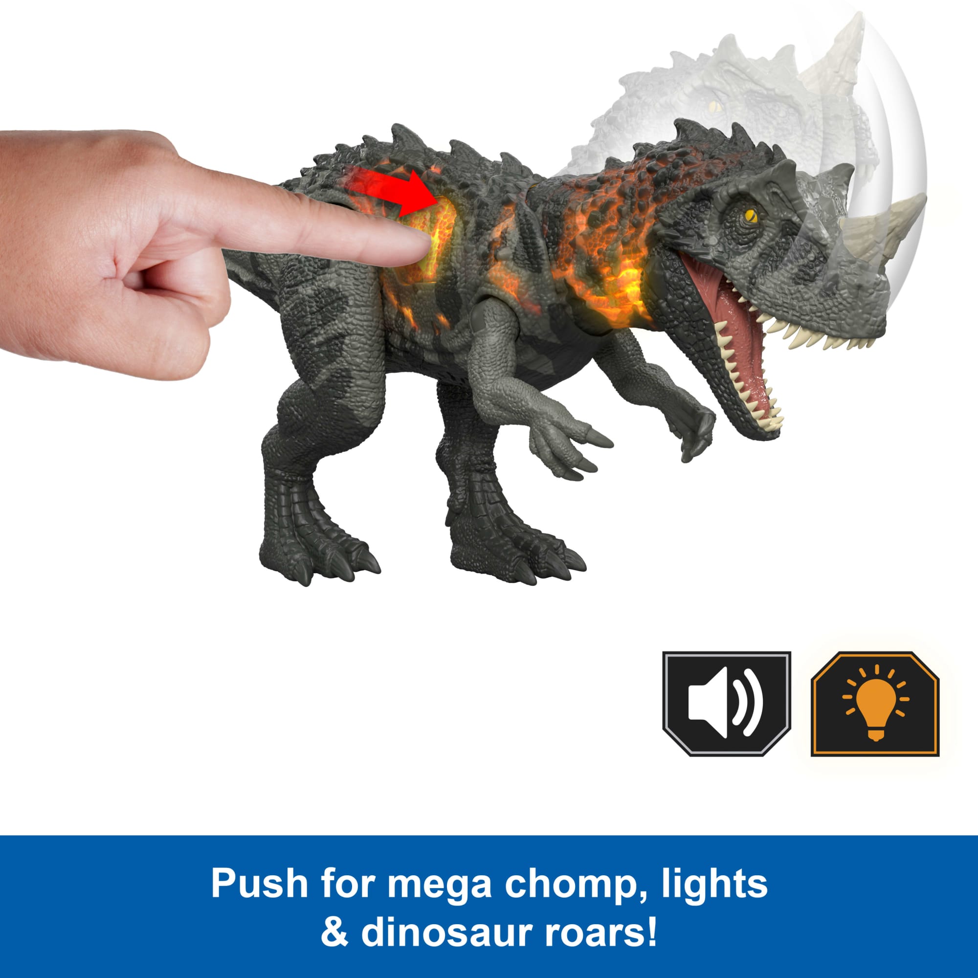 Jurassic World Wild Roar Ceratosaurus Dinosaur Action Figure Toy. Attack. Light & Sound. Scan Code - Image 3