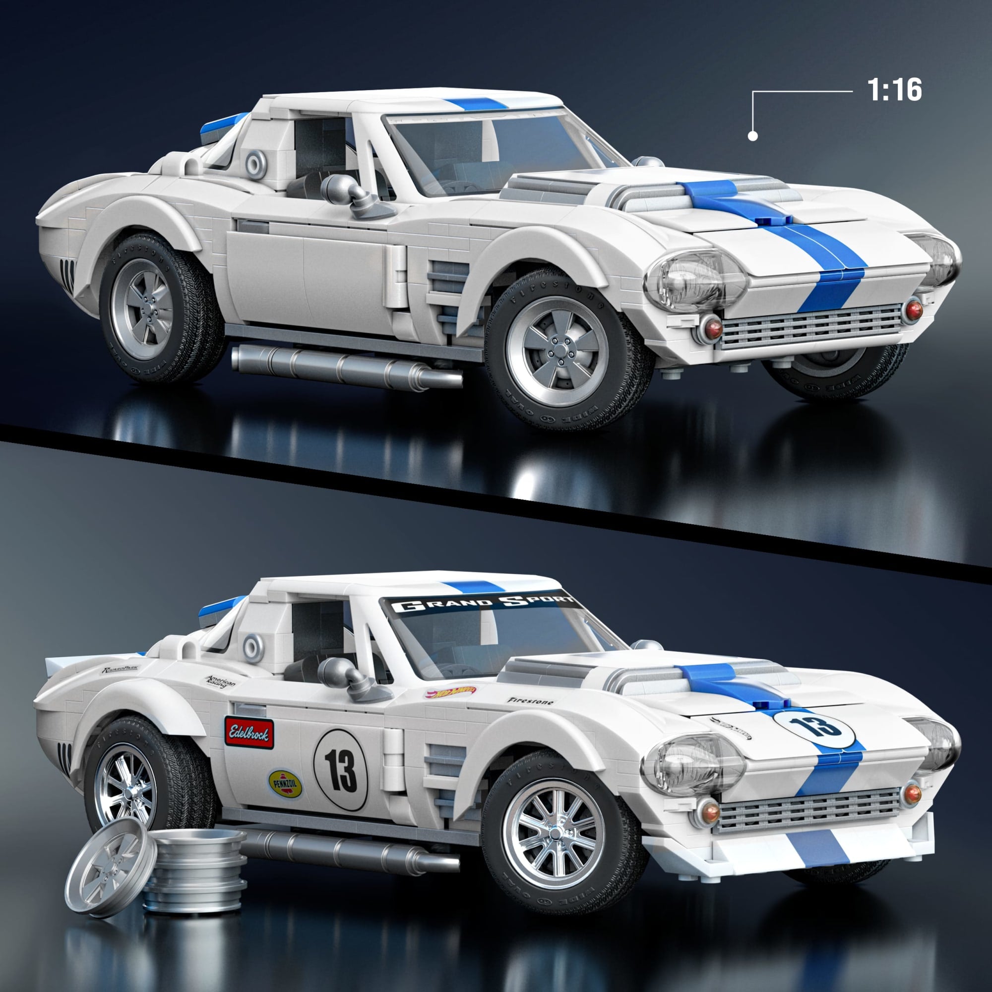 Mattel Brick Shop Hot Wheels Jogo de Construção Elite '63 Corvette Grand Sport - Image 3