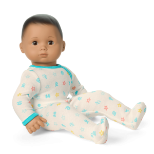 Bitty Baby® Doll #5 with dark-brown hair in Pastel Blue