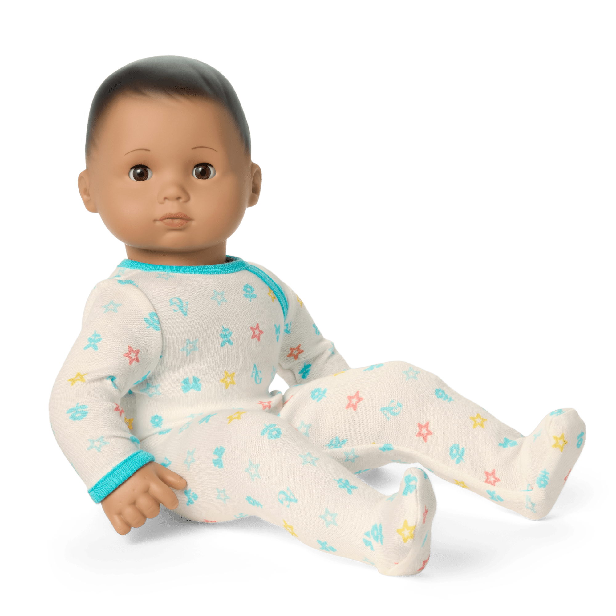 Bitty Baby® Doll #5 with dark-brown hair in Pastel Blue