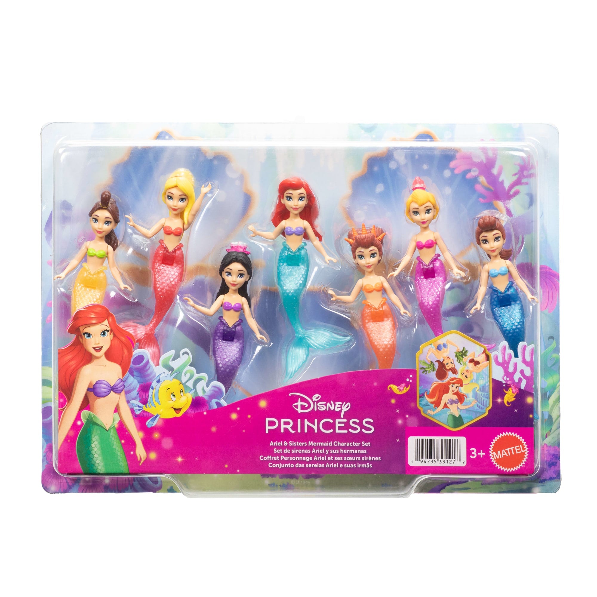 Disney Princess Ariel & Sisters Mermaid Character Set With 7 Small Dolls inspired By The Movie - Image 6