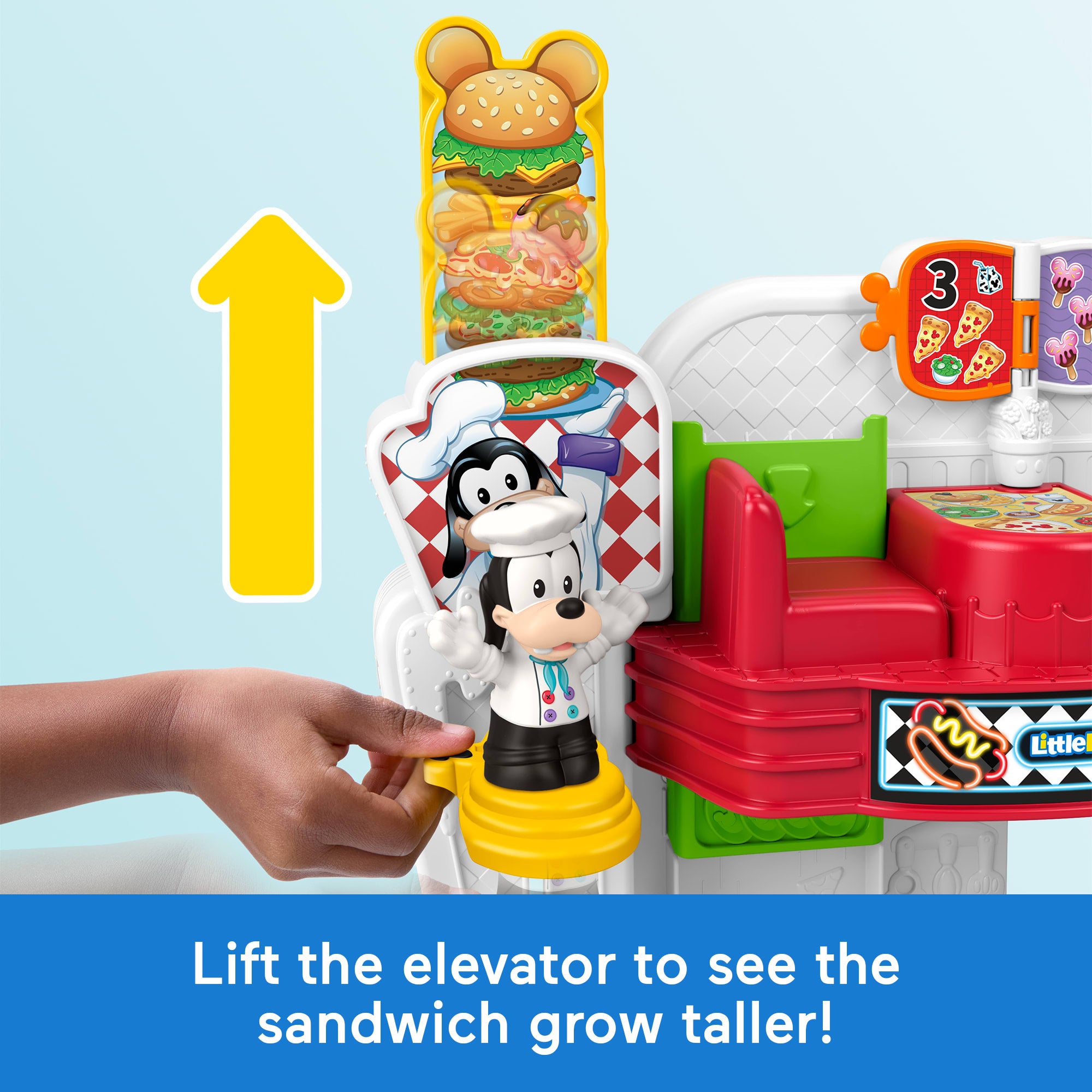 Fisher-Price Little People Disney Jr Mickey Mouse & Goofy's Silly Sounds Diner Toddler Playset - Image 4