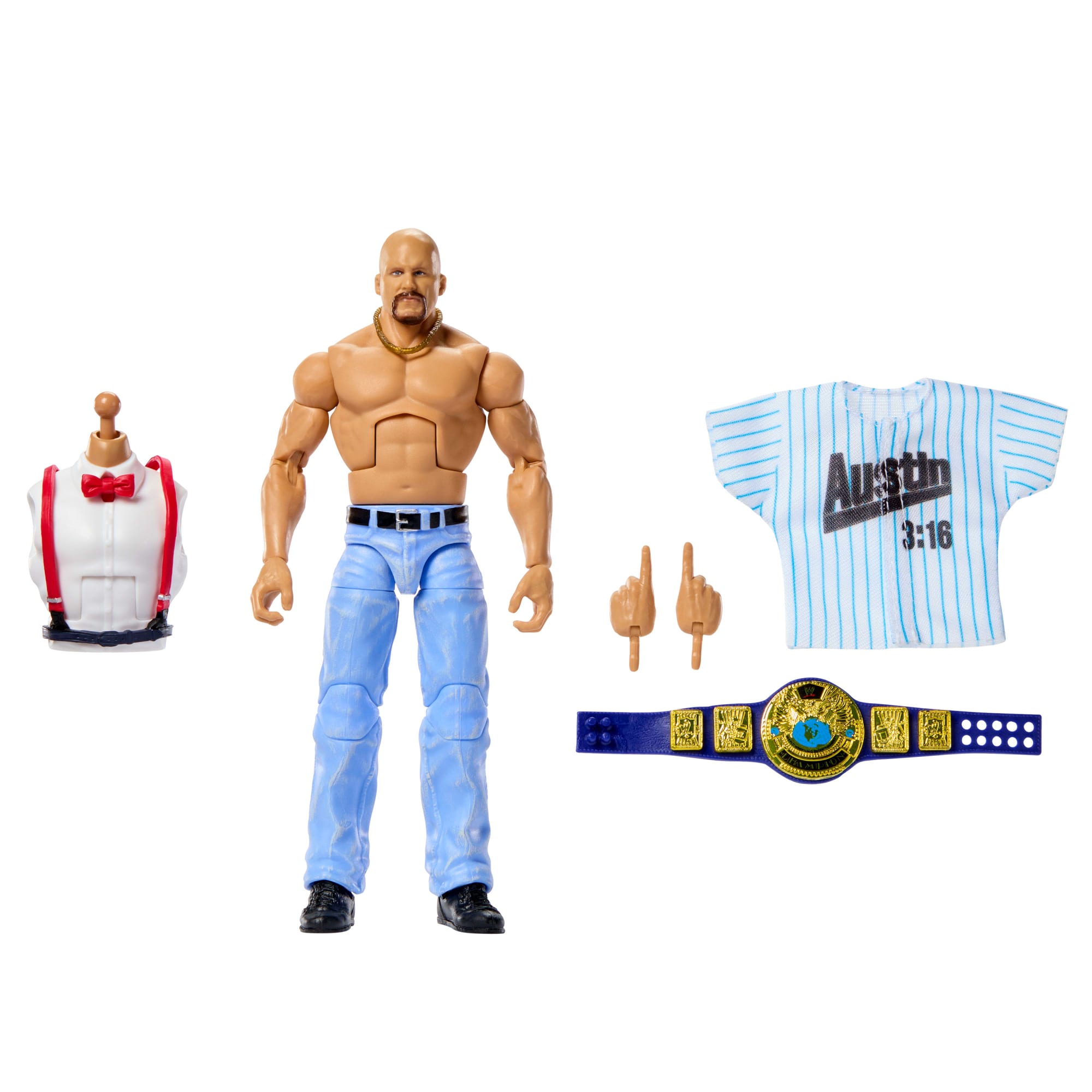 WWE Elite Legends Stone Cold Steve Austin Action Figure & Accessories. Series 30 6-Inch Set