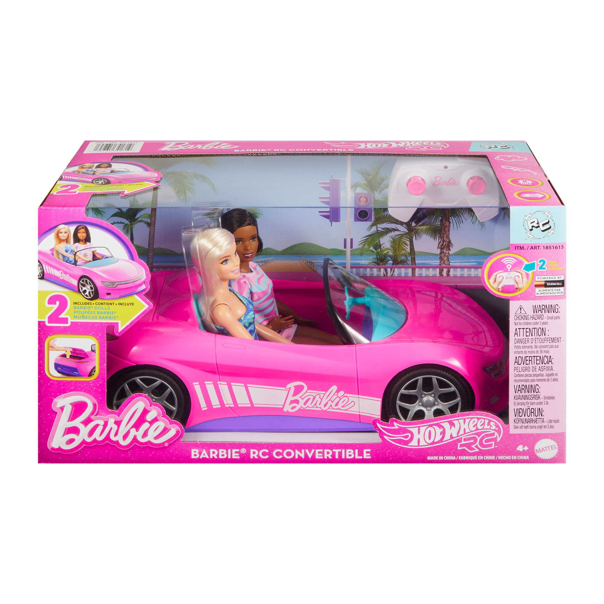 Hot Wheels RC Barbie Convertible & 2 Barbie Dolls. Battery-Powered Remote-Control Toy Car - Image 6