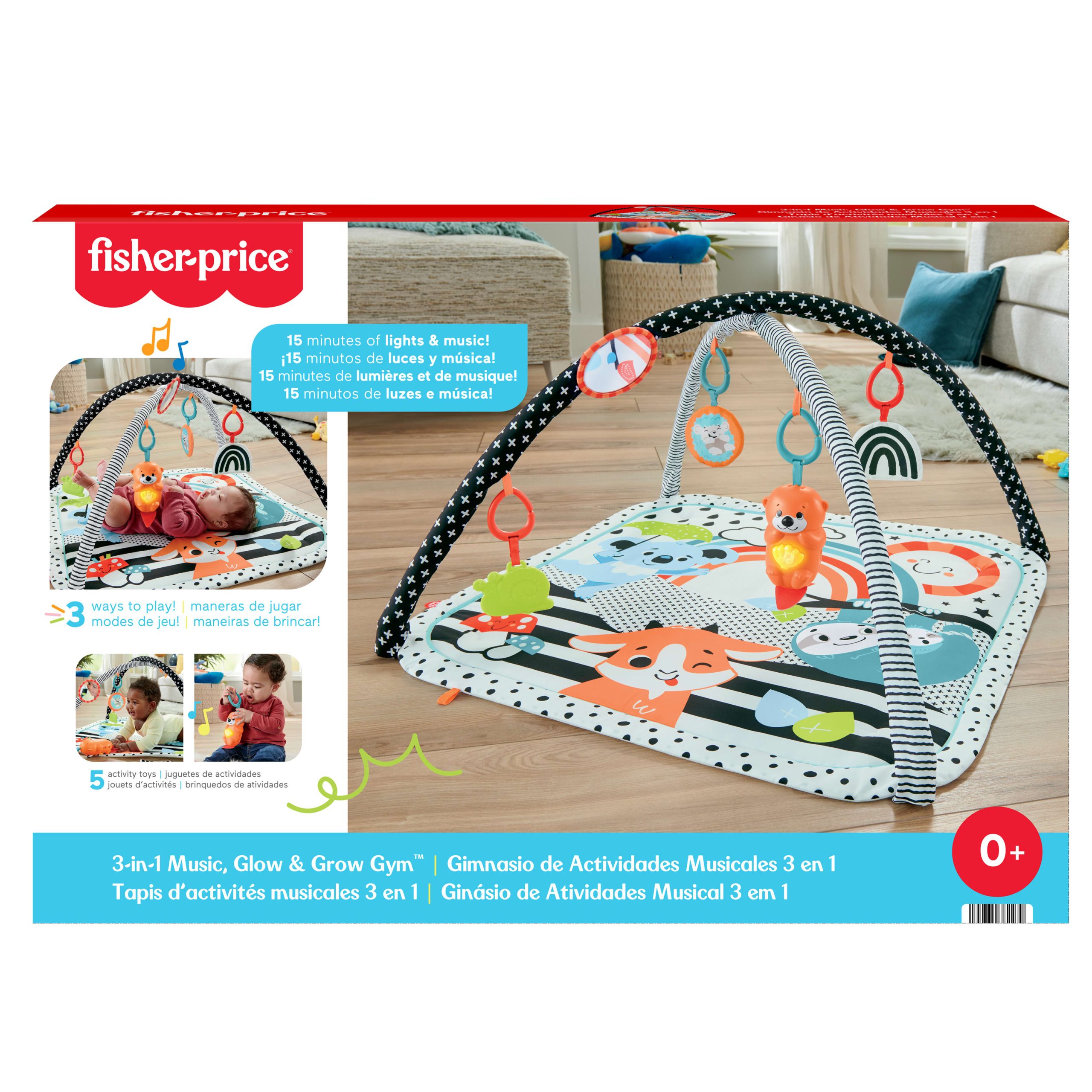 Fisher-Price 3-in-1 Music Glow & Grow Gym. Baby Playmat With Lights & Newborn Sensory Toys - Image 6