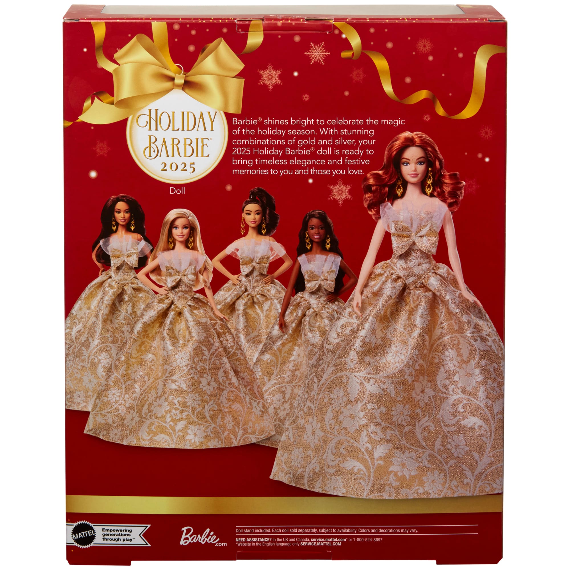 Barbie Signature 2025 Holiday Barbie Fashion Doll. Seasonal Collector. Red Hair With Silver & Gold Gown - Image 6