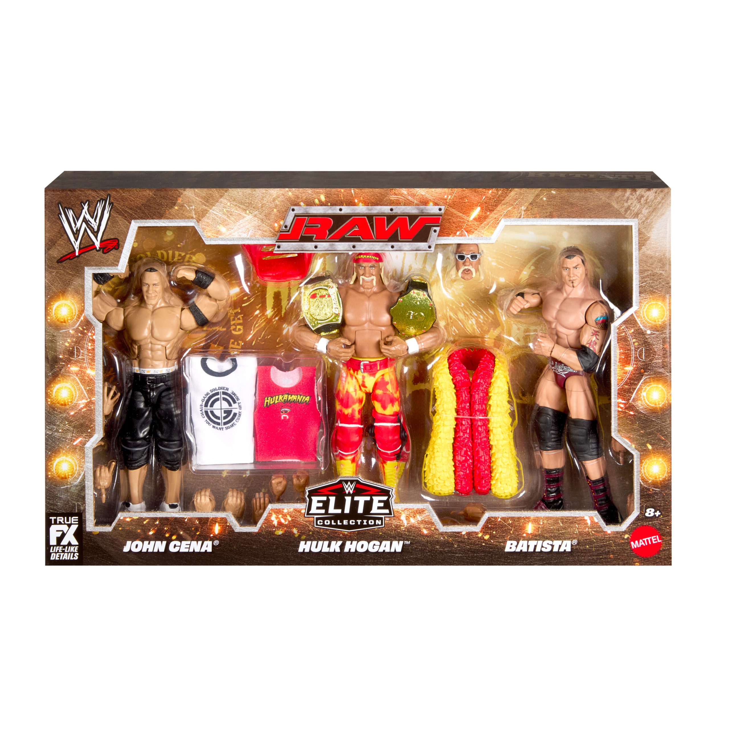WWE Elite Hulk Hogan John Cena Batista Action Figures. 6-Inch Collectible Set With Articulation & Accessories - Image 6