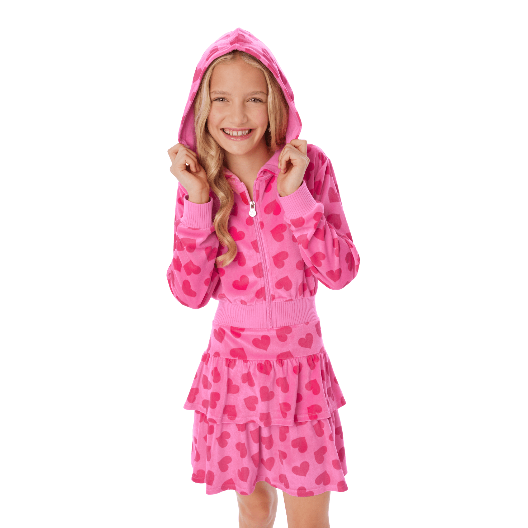 Pink Hearts Hoodie Dress for Girls & 18-inch Dolls - Image 9