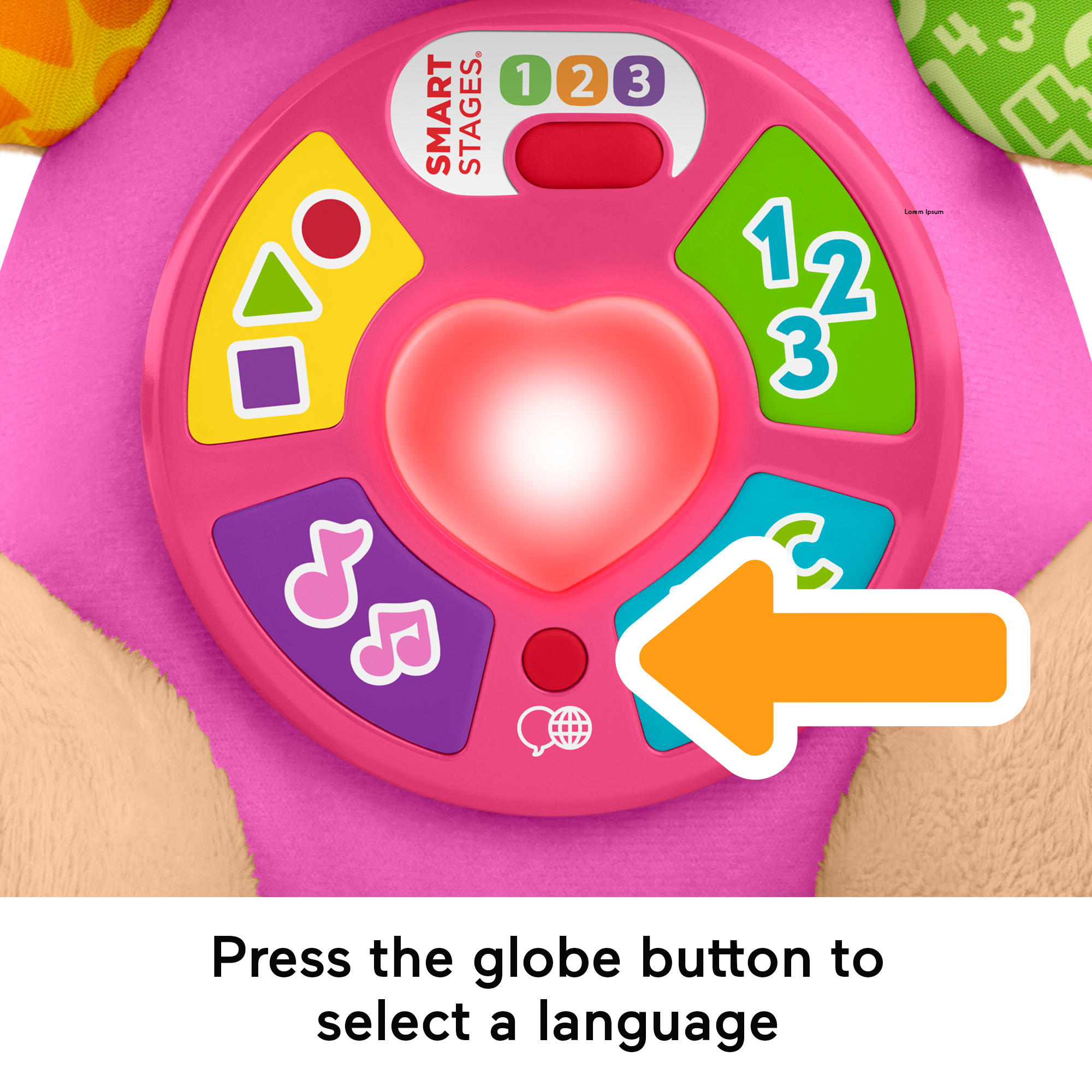 Fisher-Price Laugh & Learn Smart Stages Sis Pink Plush Baby Musical Learning Toy. Multilanguage Version - Image 3