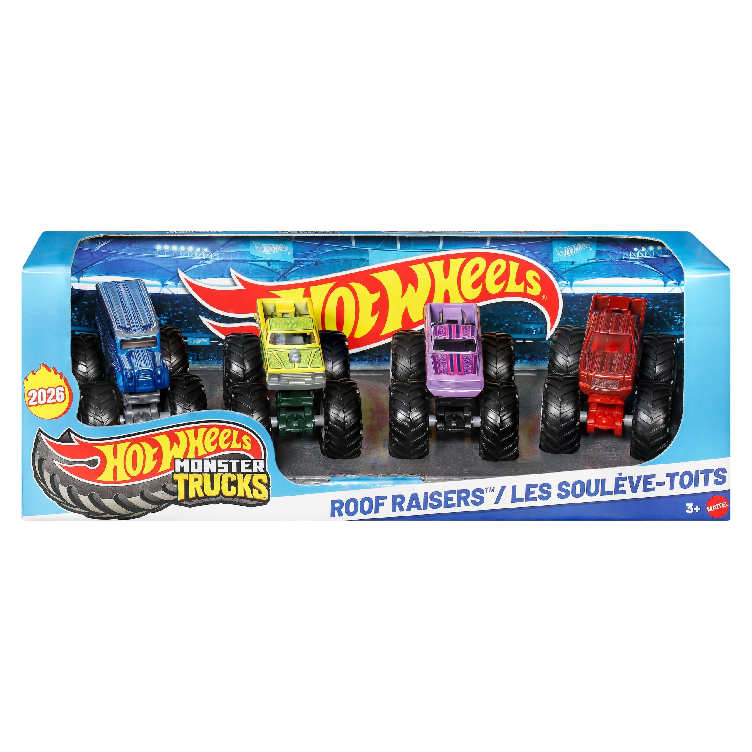 Hot Wheels Monster Trucks 4-Pack. Set Of 4 1:64 Scale Toy Trucks With Giant Wheels
