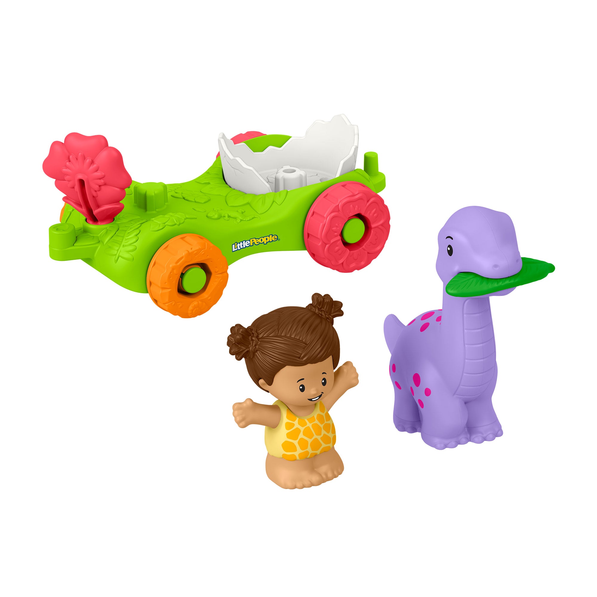 Fisher-Price Little People Dinosaur Parade Egg Car & Figure Set Toddler Toy. 3 Pieces