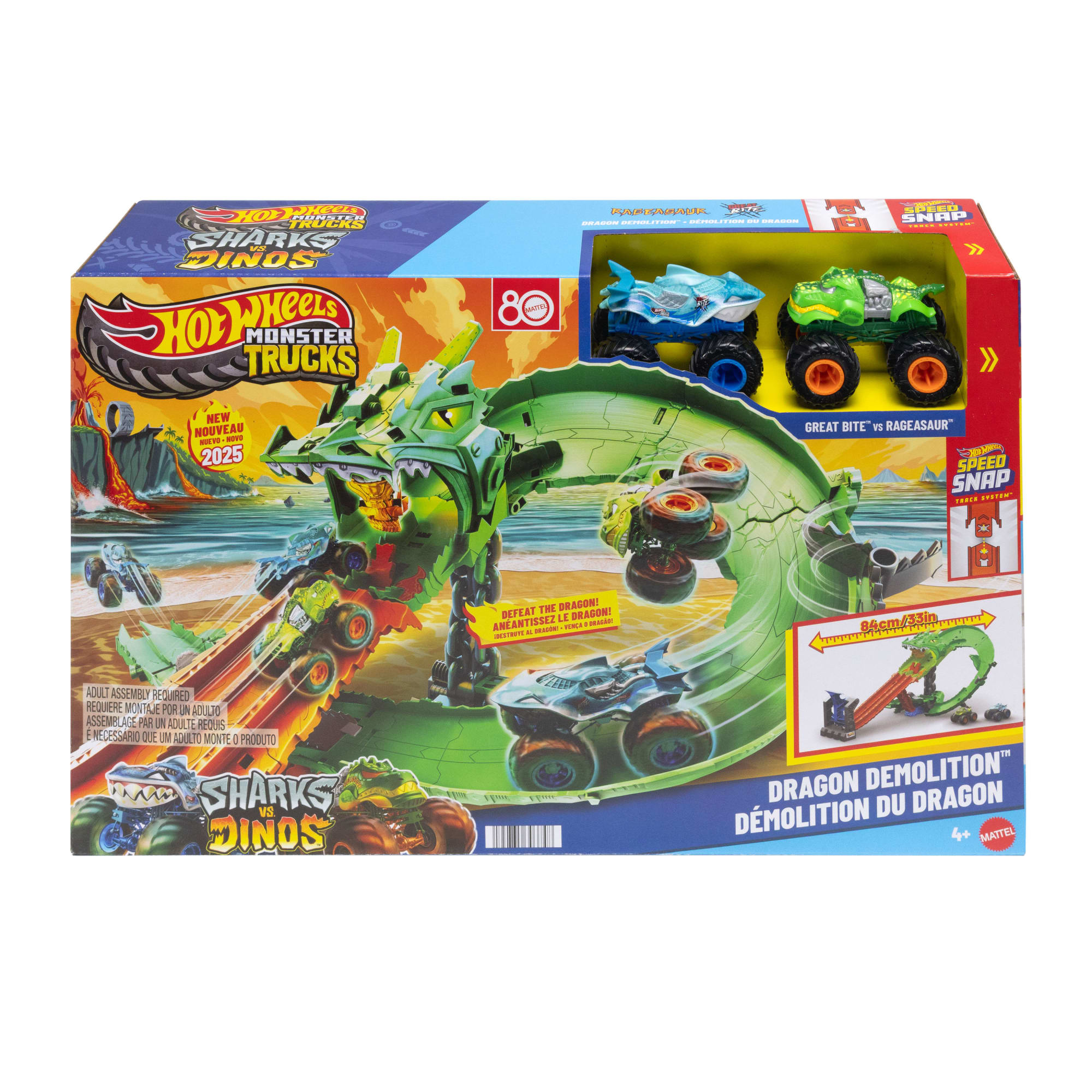 Hot Wheels Monster Trucks-Coffret Piste Dragon Sharks Vs. Dinos - Image 6