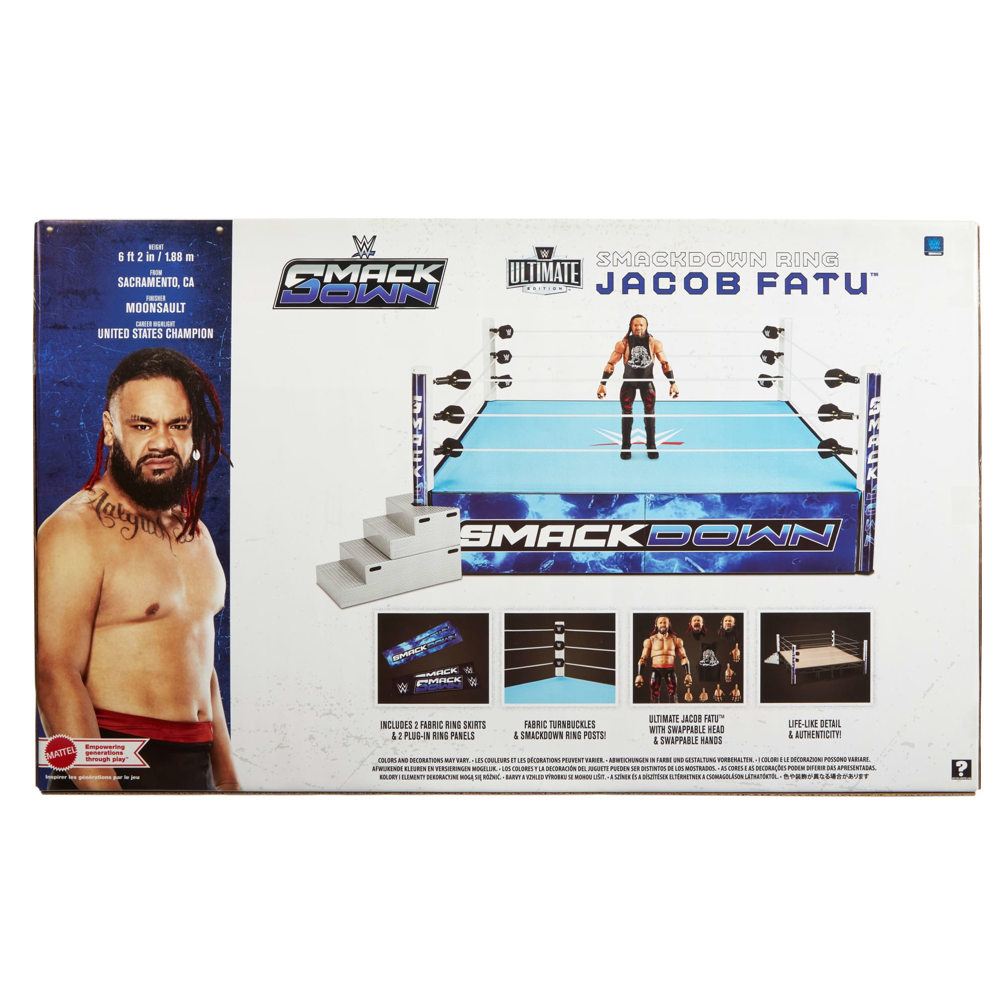 WWE Smack Down Wrestling Ring and WWE Ultimate Edition Jacob Fatu Figure - Image 8