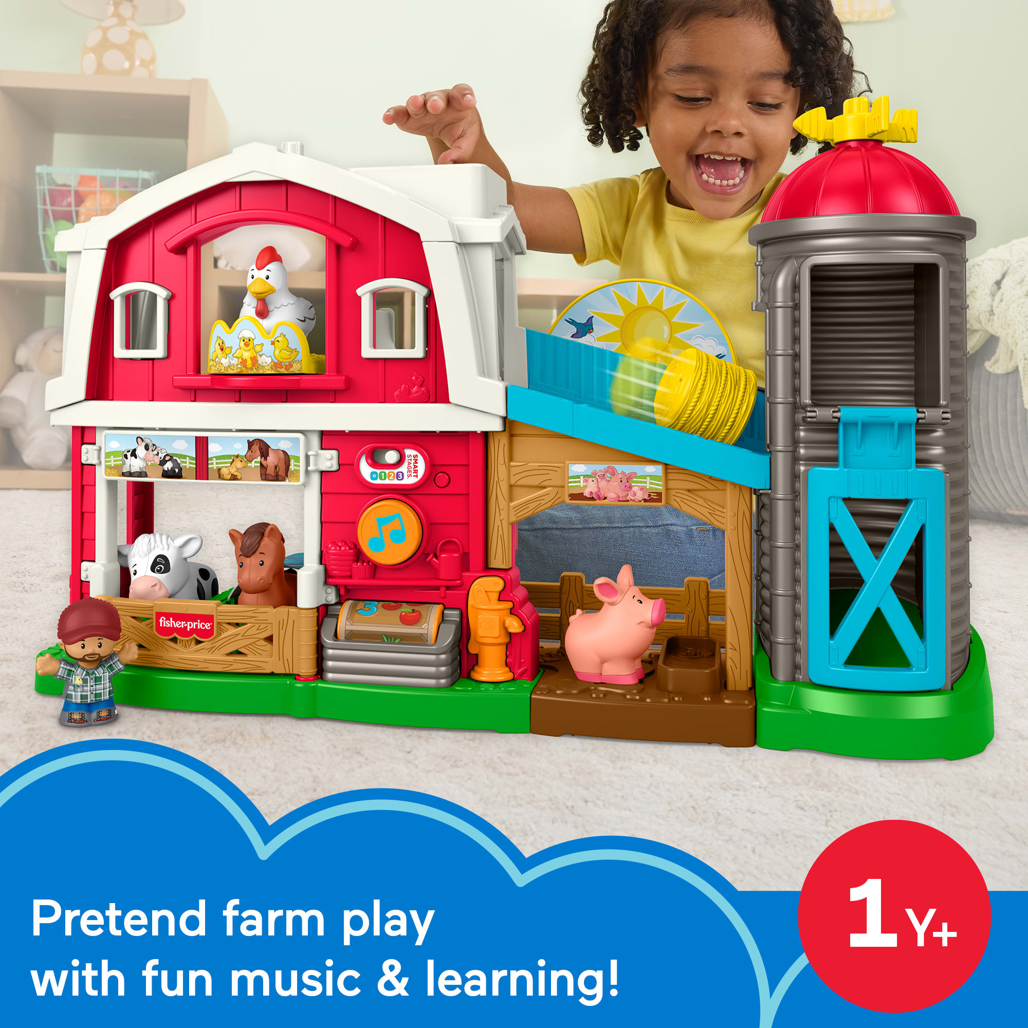 Fisher-Price Little People Caring Fun Animal Farm Playset Toddler Learning Toy. 6 Play Pieces - Image 2