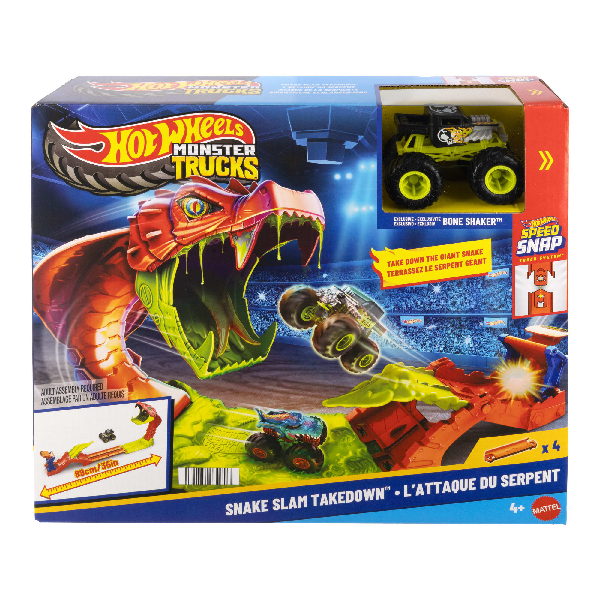 Hot Wheels Monster Trucks Snake Slam Takedown Playset With 1:64 Scale Bone Shaker Toy Vehicle - Image 6