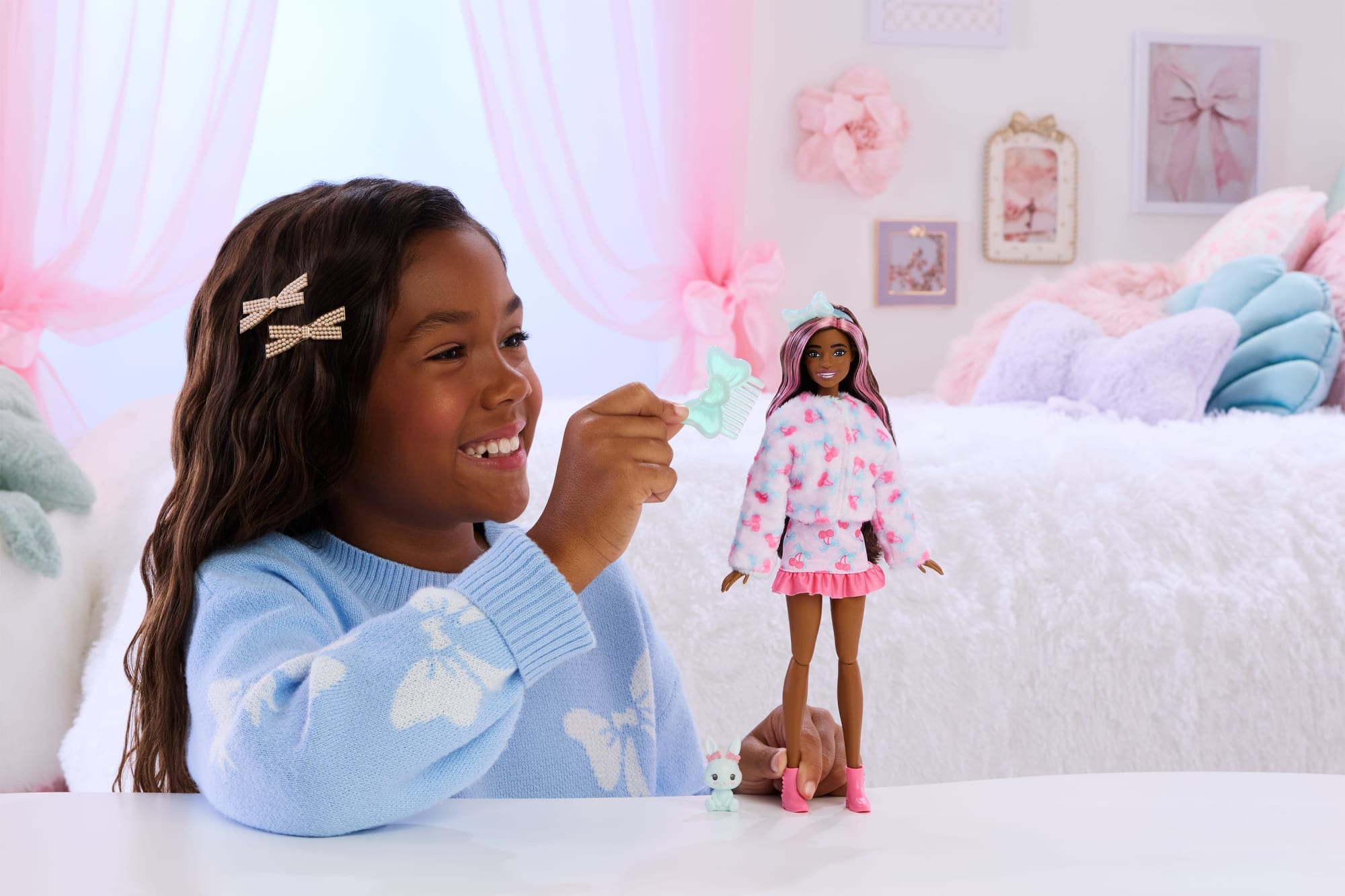Barbie Cutie Reveal Doll & Accessories. Cuddly Series Bunny With 10 Surprises - Image 2