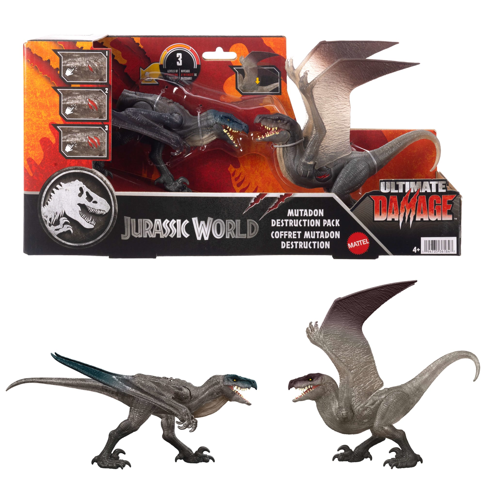 Jurassic World-Coffret destruction Mutadon-Avec 2 Dinosaures