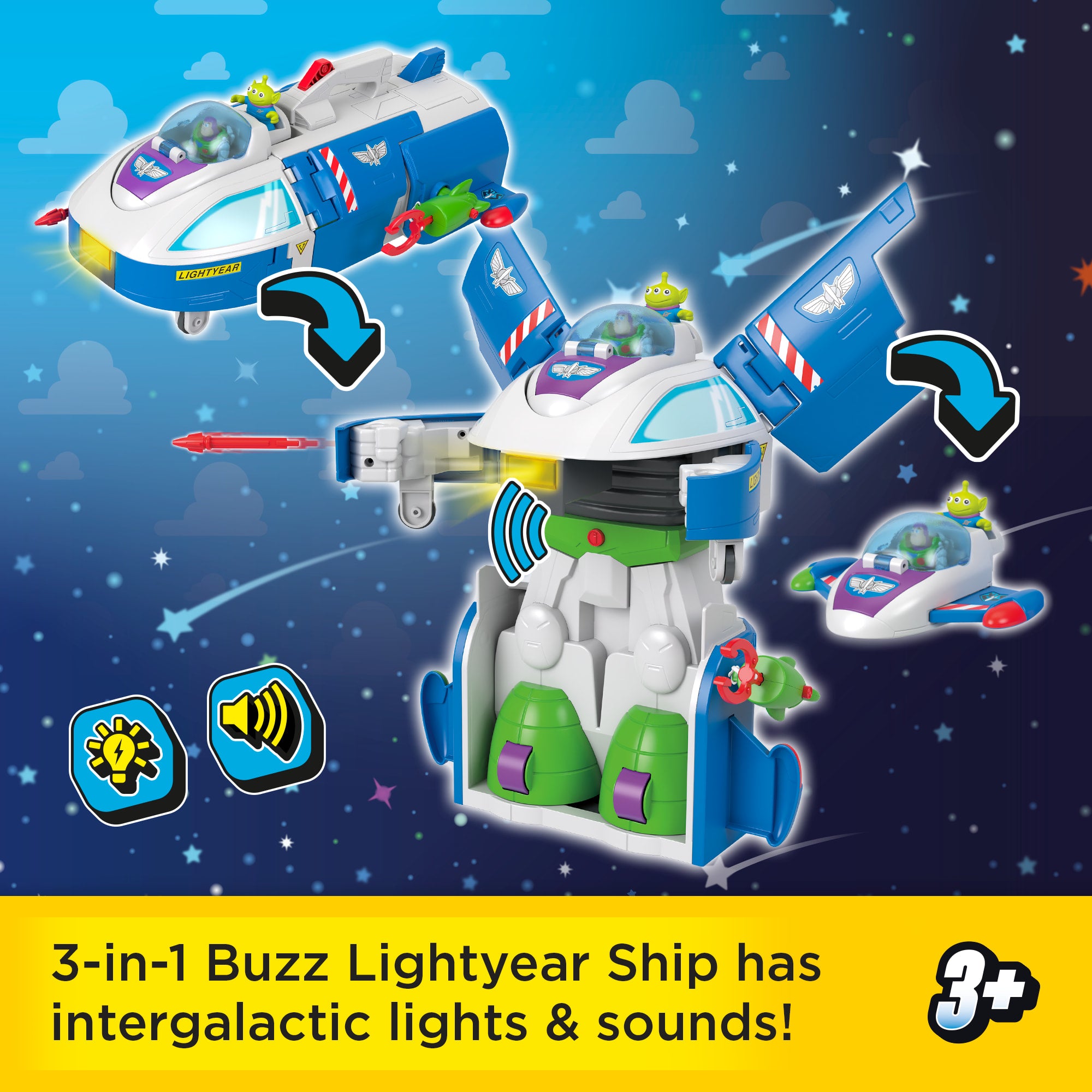 Imaginext Toy Story Transforming Buzz Lightyear Ship Toy Vehicle With Lights & Sounds. Figures - Image 2