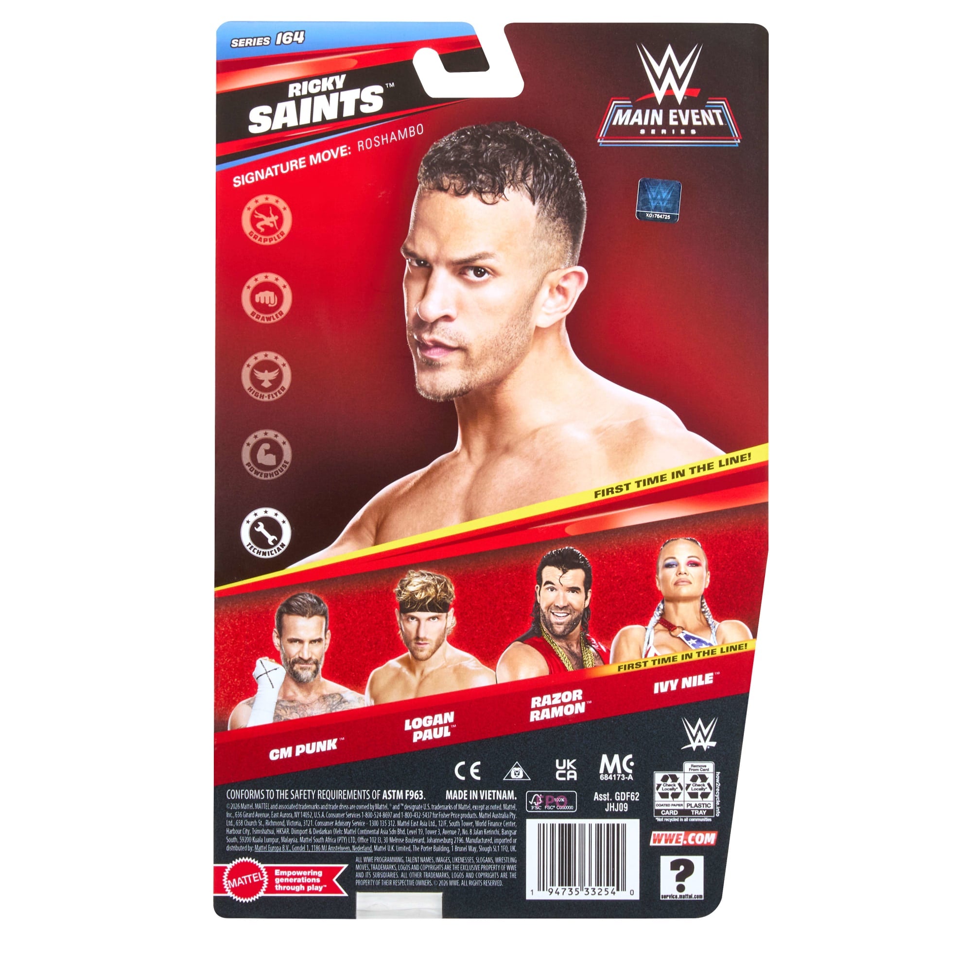 WWE Ricky Saints Action Figure. Main Event Series #164. 6-Inch Collectible With Articulation - Image 6