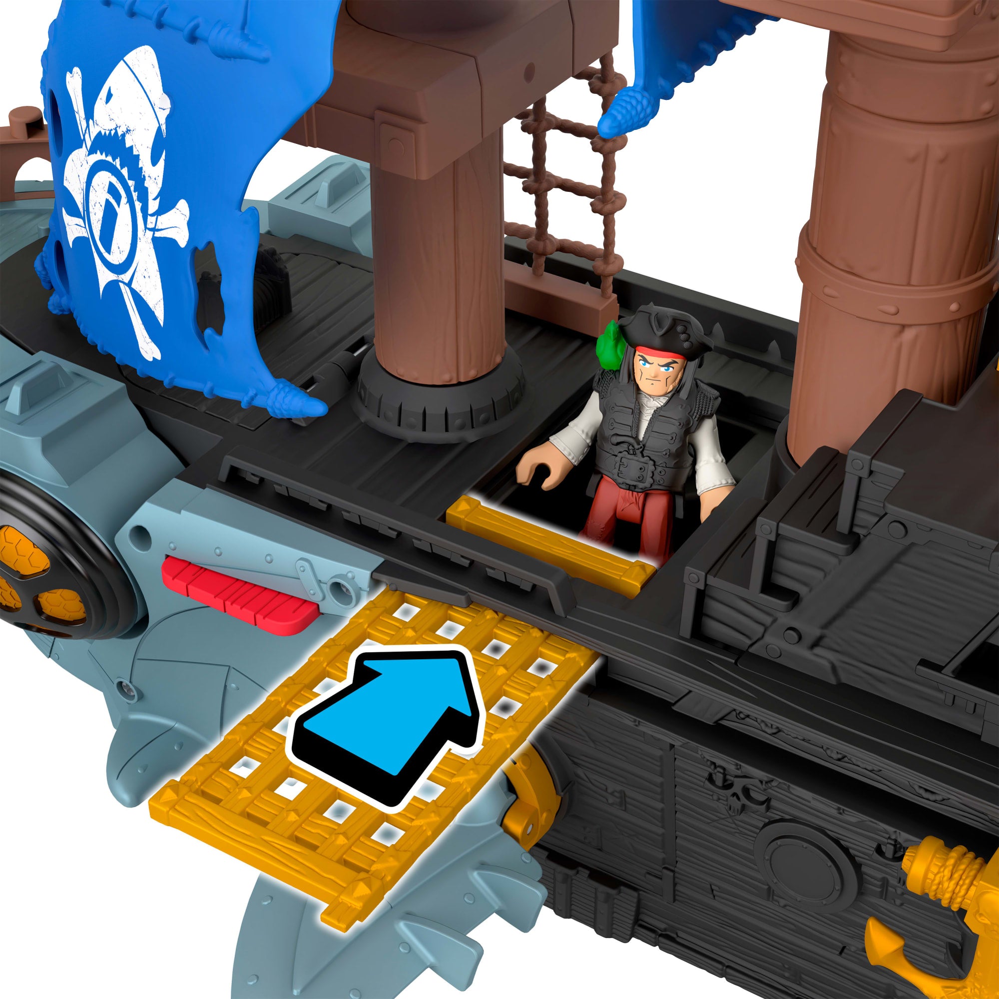 Imaginext Shark Bite Pirate Ship Playset With 2 Action Figures & Toy Ship And Accessories - Image 5