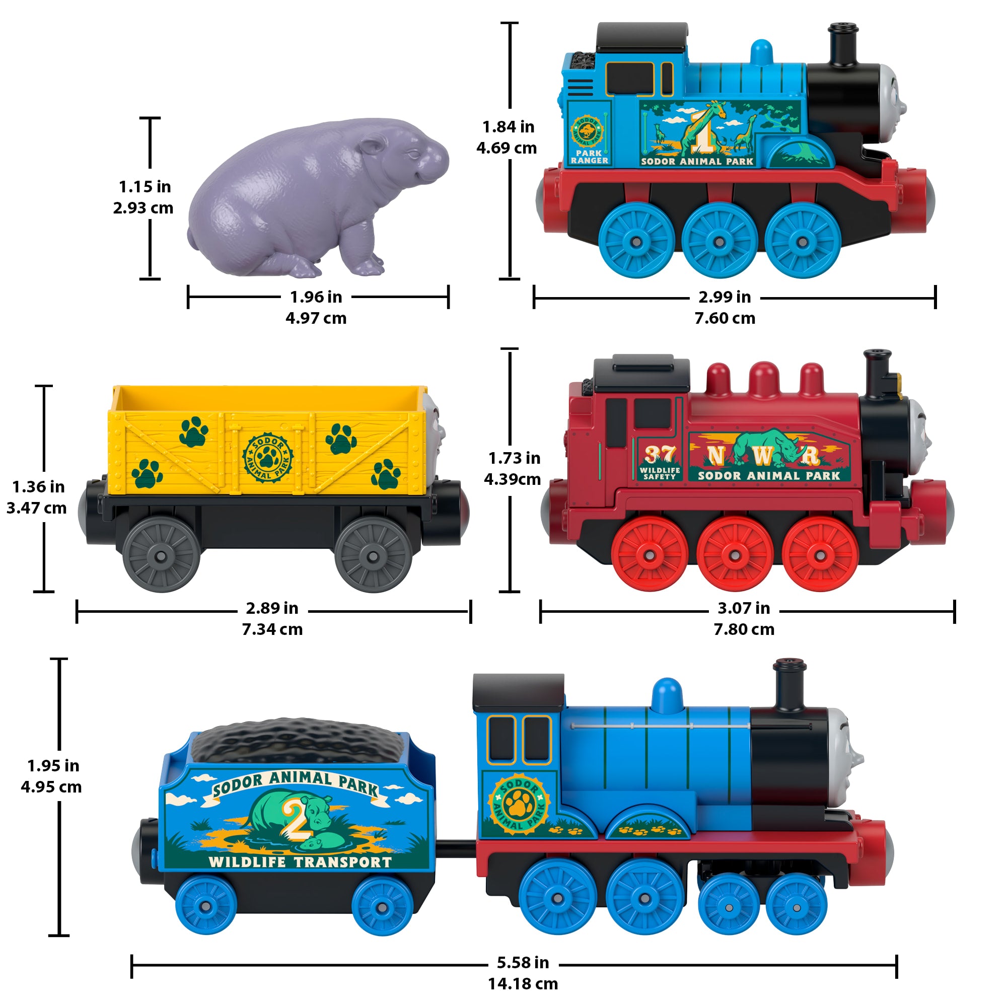 Thomas & Friends By Fisher Price Sodor Animal Park Die-Cast Multipack With Toy Trains & Hippo Toy - Image 2