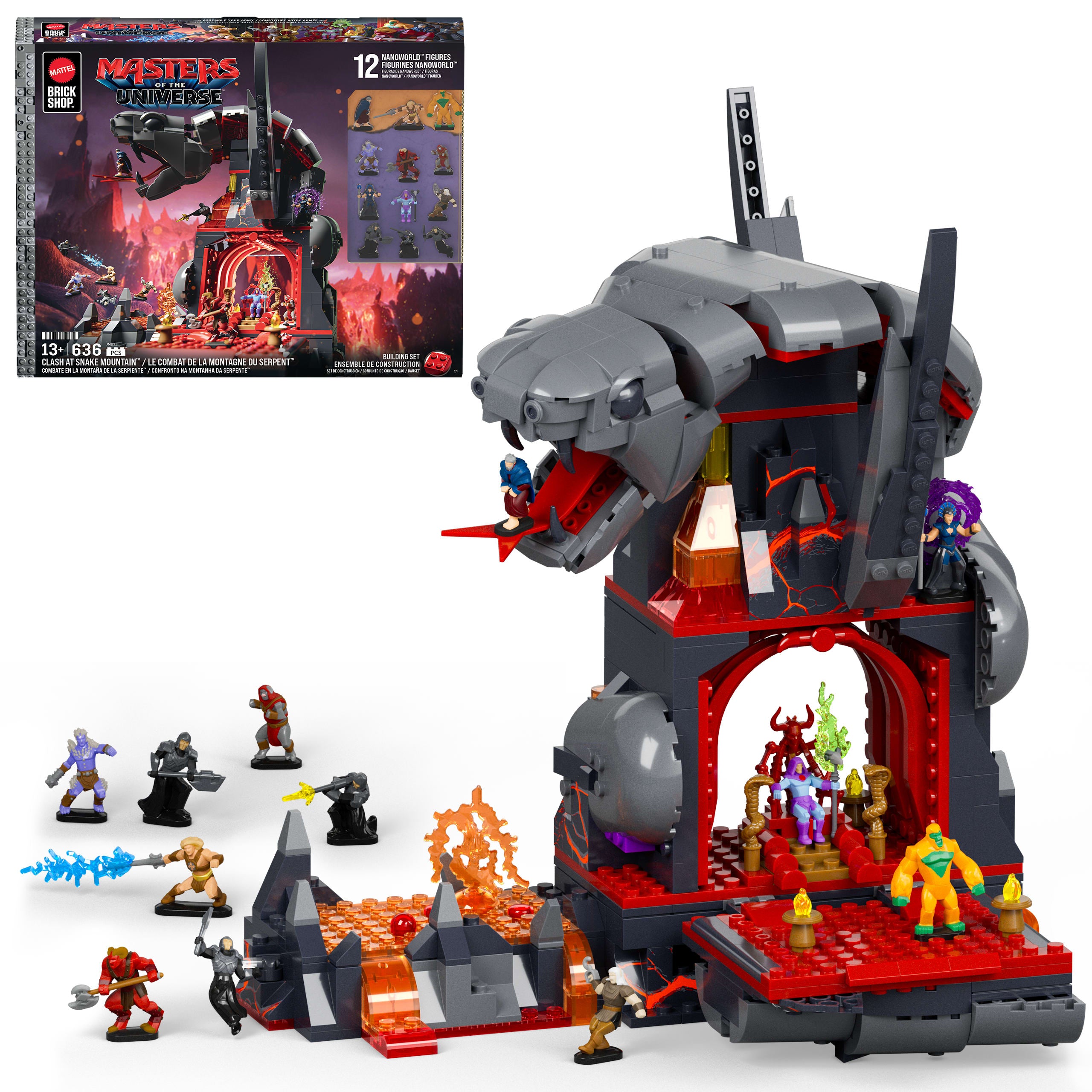 Mattel Brick Shop Masters Of The Universe Clash At Snake Mountain Building Toy Kit (636 Pieces). For Collectors