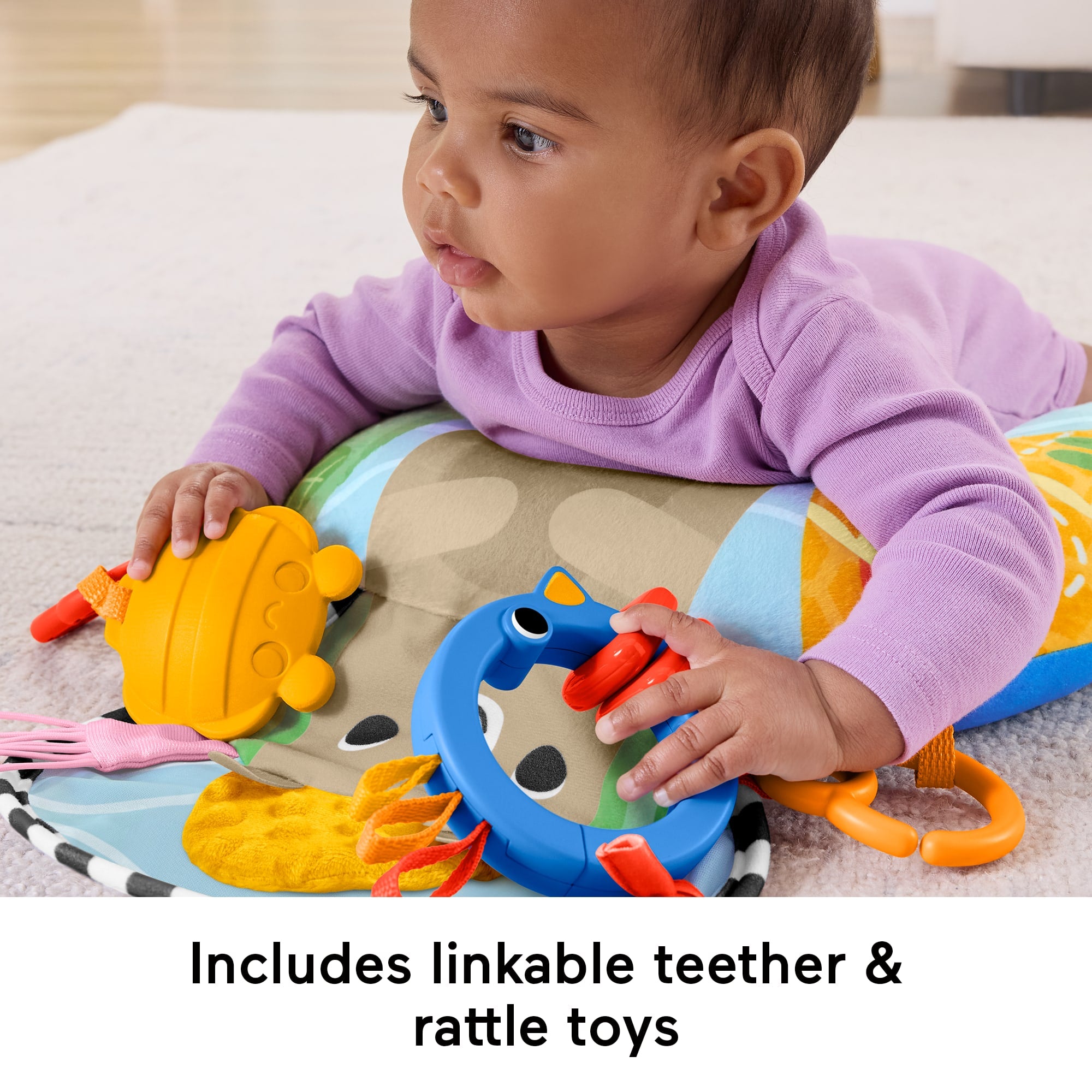 Fisher-Price Sensory Adventures Tummy Wedge Newborn Support With Teether & Rattle Baby Toys - Image 4