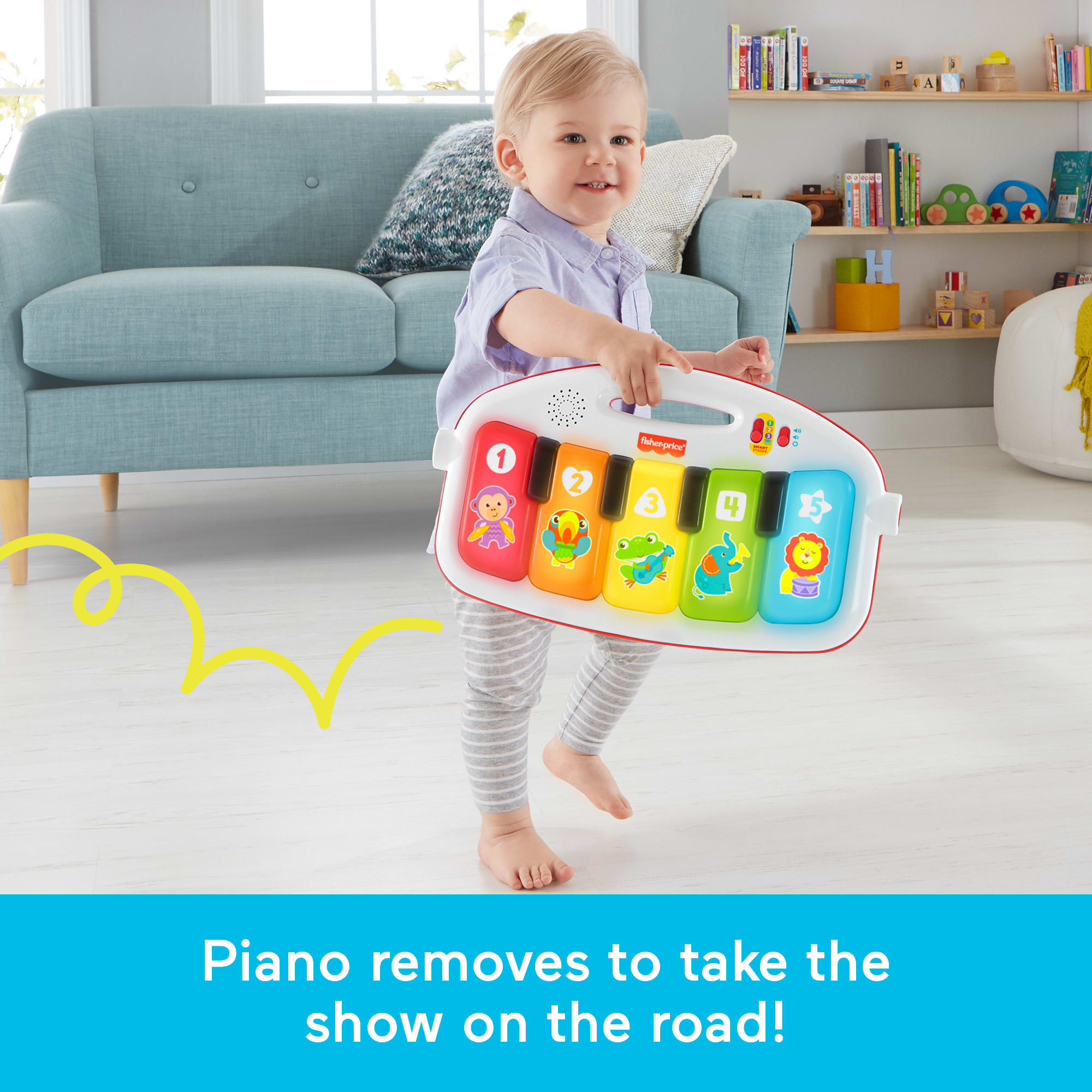 Fisher-Price Deluxe Kick & Play Piano Baby Gym Learning Toy & Newborn Rattle Maracas - Image 5