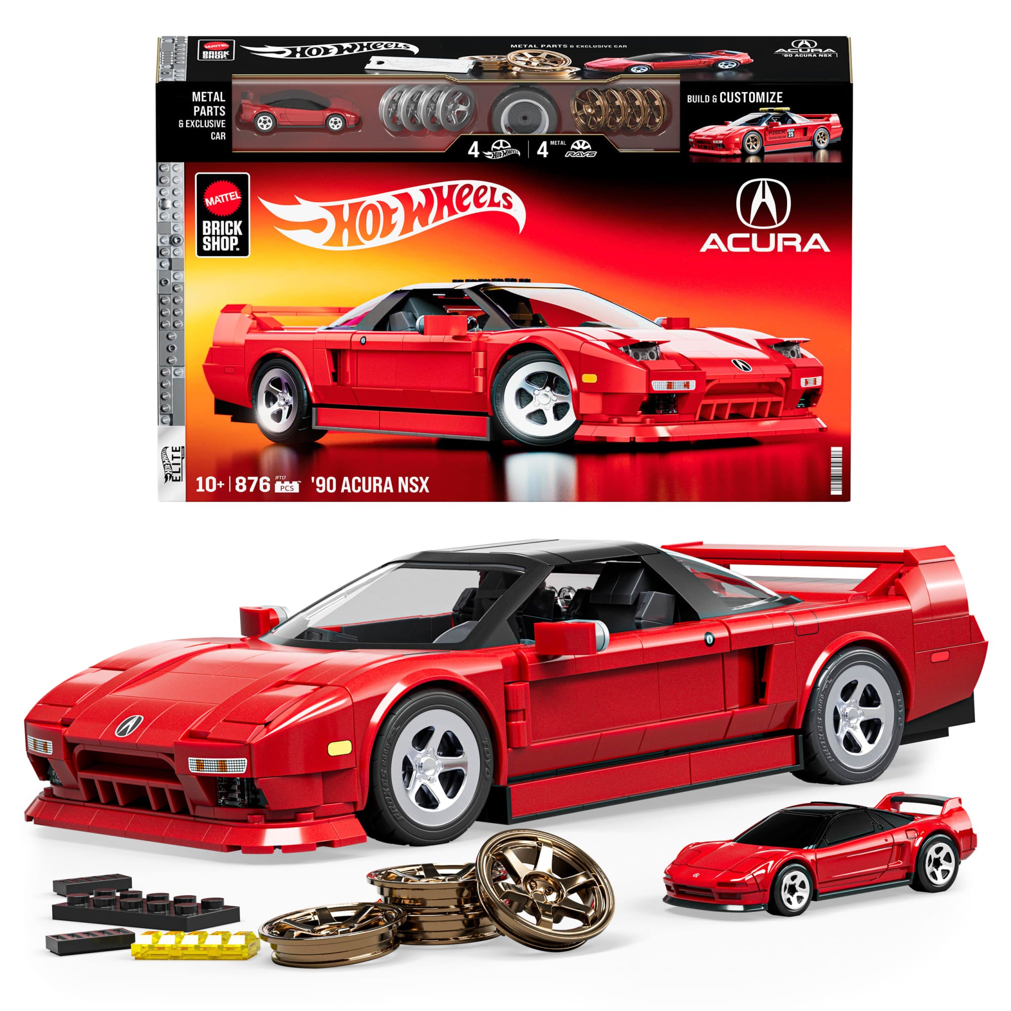 Mattel Brick Shop Hot Wheels Acura Nsx 1990. Kit de Construction de Jouets 876 Pièces. de Collection