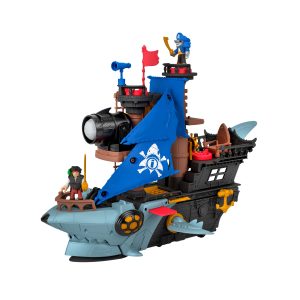 Coffret de Jeu Bateau-Pirate Requin Imaginext Avec 2 Figurines Articulées. Bateau Jouet et Accessoires