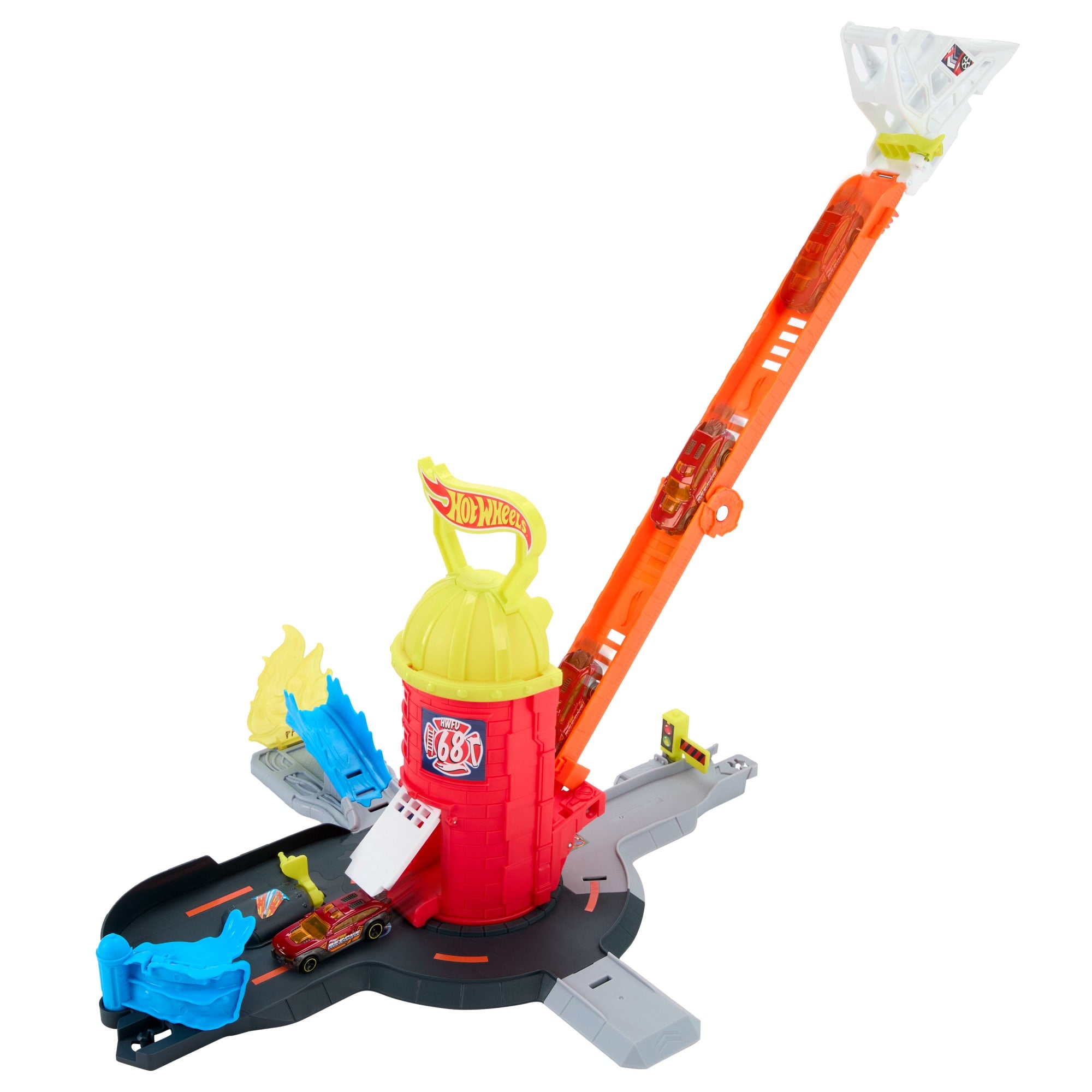 Hot Wheels City Super Fire Station Rescue Playset & 1:64 Scale Toy Car. Track Extends 16 - Image 4