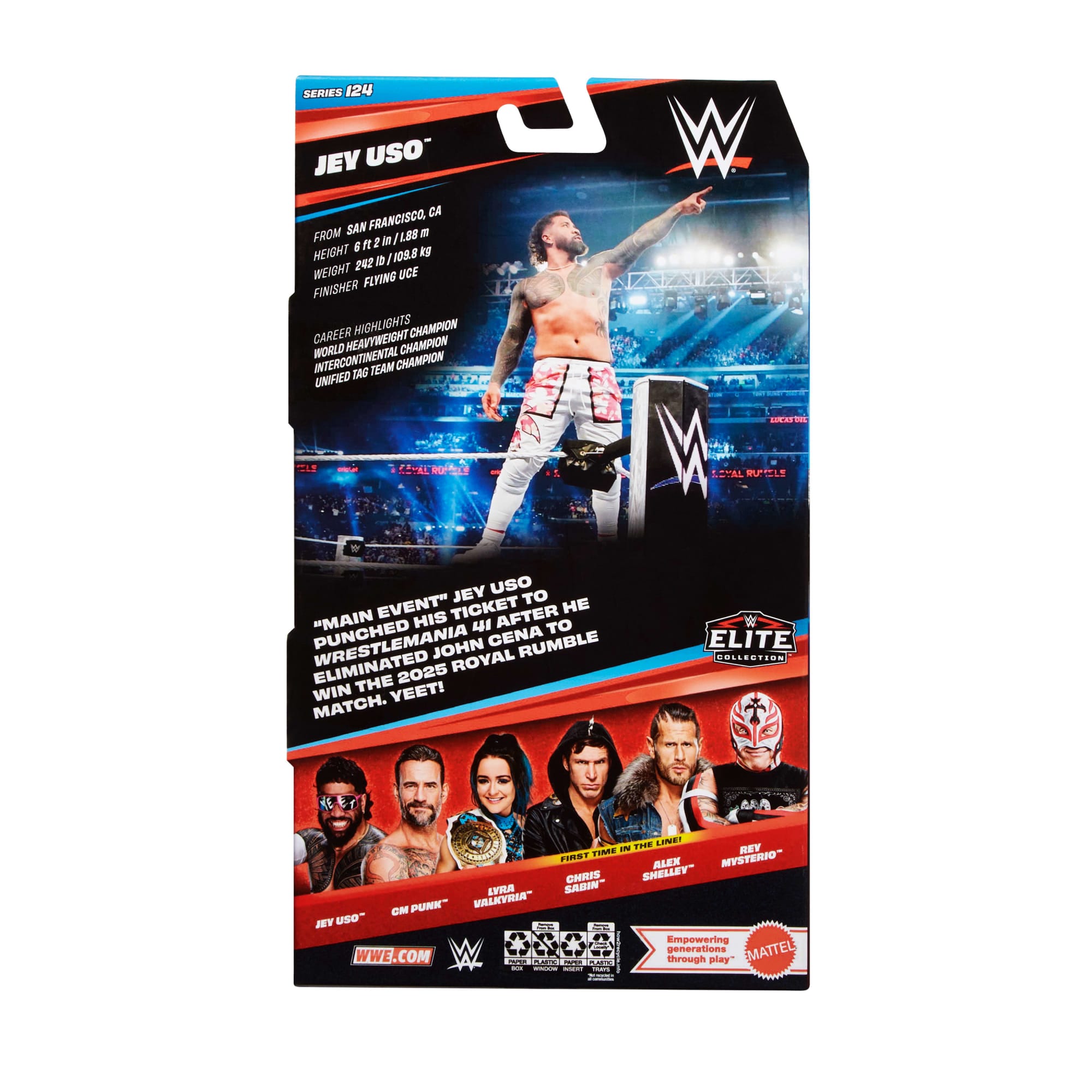 WWE Elite Jey Uso Action Figure. Series #124 Set. 6-Inch Collectible With Articulation & Accessories - Image 6