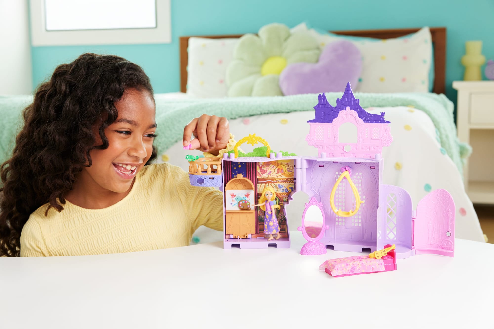 Disney Princess Rapunzel Storytime Stackers Doll House. Small Doll. Pascal Figure & 7 Accessories - Image 2