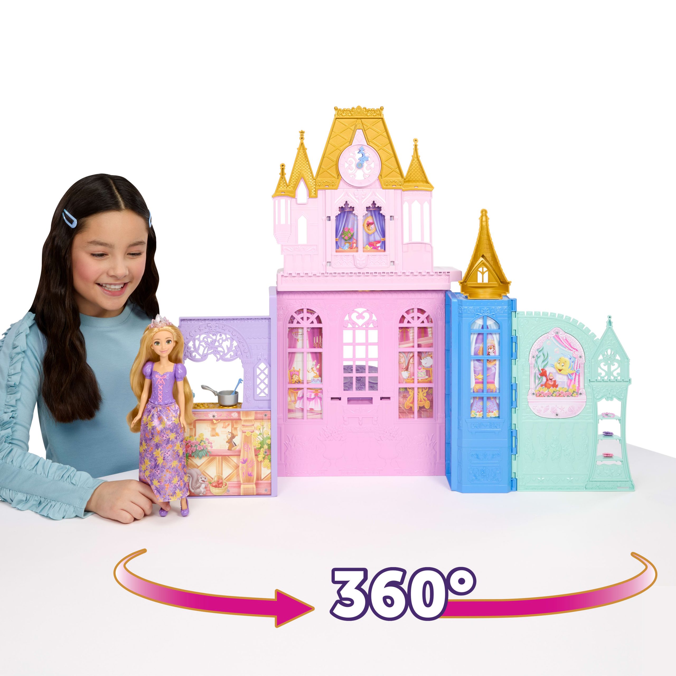 Disney Princess Rapunzel Doll And Close & Carry Castle Playset With 5 Play Areas & 20 Accessories - Image 3