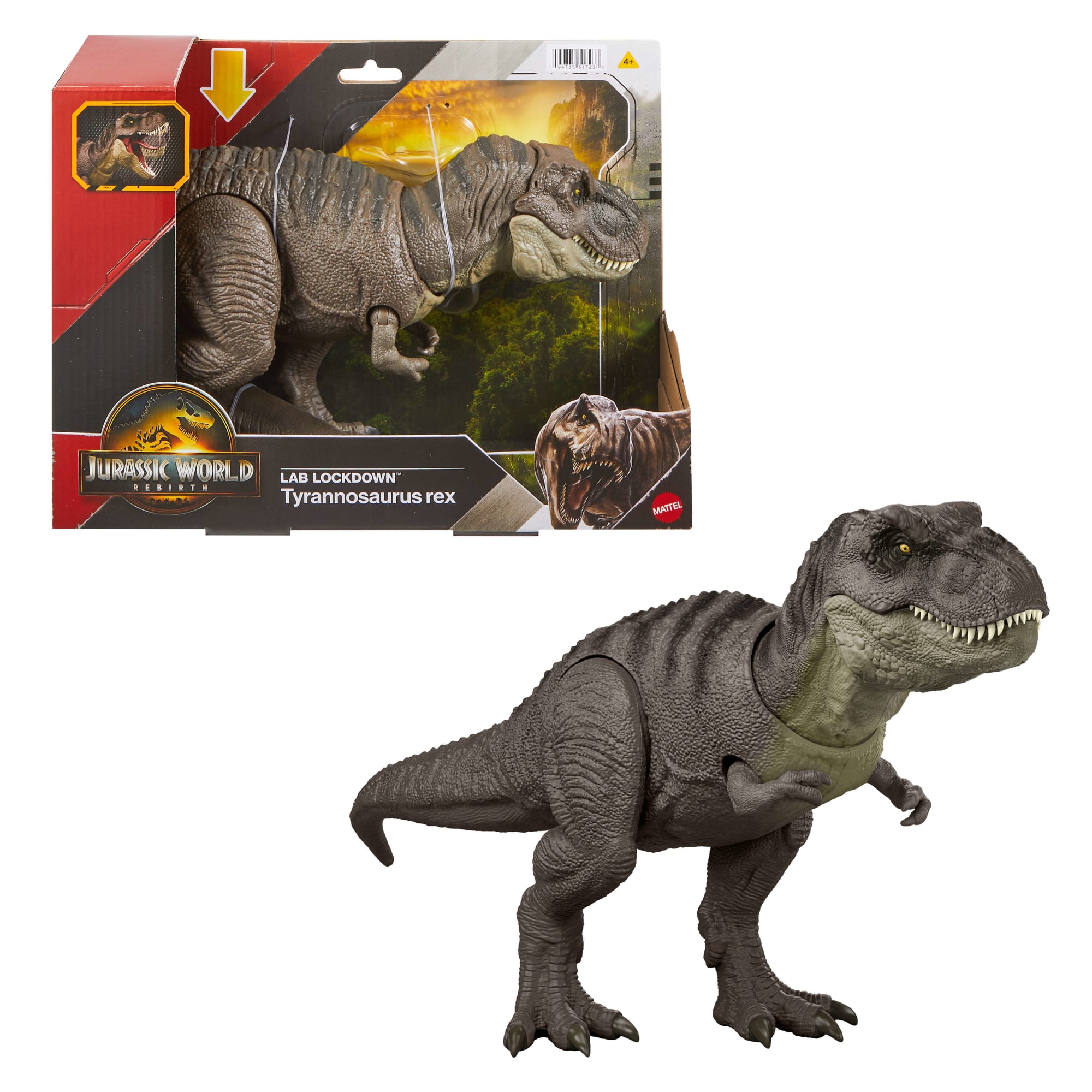 Jurassic World Rebirth Tyrannosaurus Rex Action Figure. Dinosaur Toy. T-Rex Chomp Attack