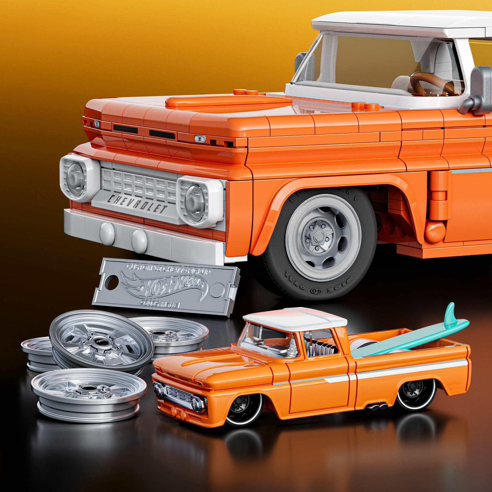 Mattel Brick Shop Hot Wheels Chevy Pickup Custom 1962. 858 Pièces. de Collect - Image 5