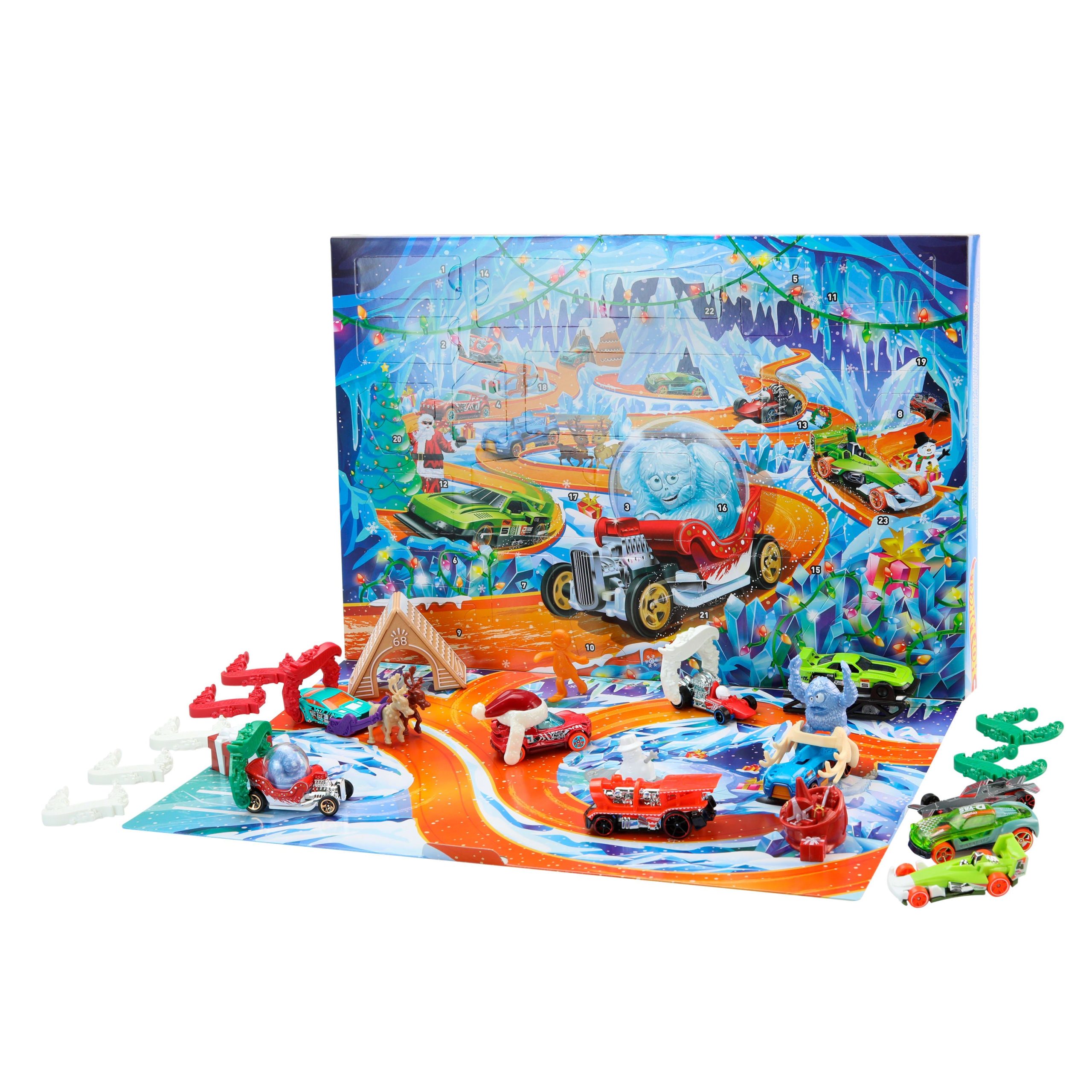 Hot Wheels 2026 Advent Calendar. 10 Toy Vehicles in 1:64 Scale. 14 Accessories & 10 Ornament Clips - Image 4
