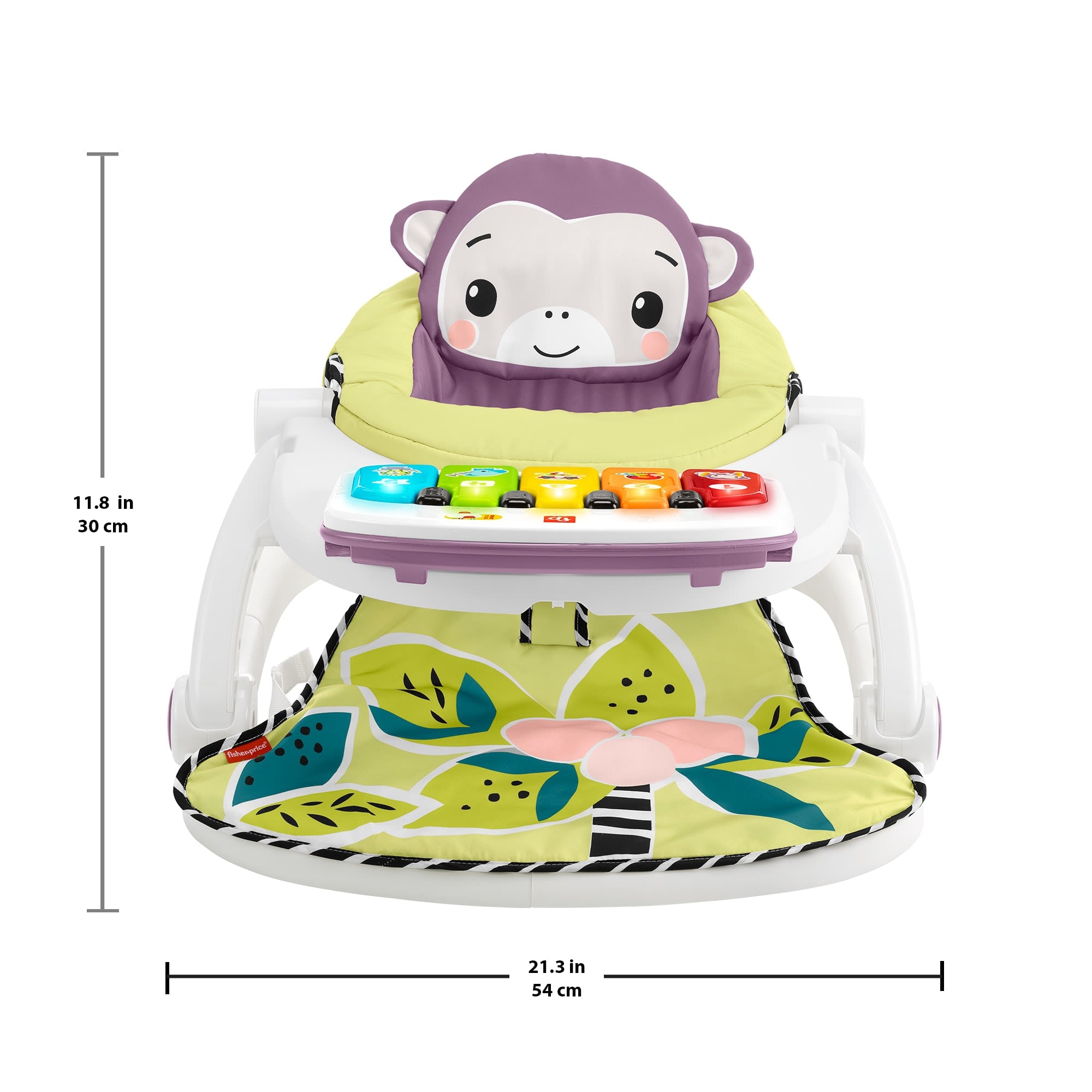 Fisher-Price Kick & Play Deluxe Sit-Me-Up Seat. Purple Monkey Baby Chair & Piano Learning Toy - Image 6