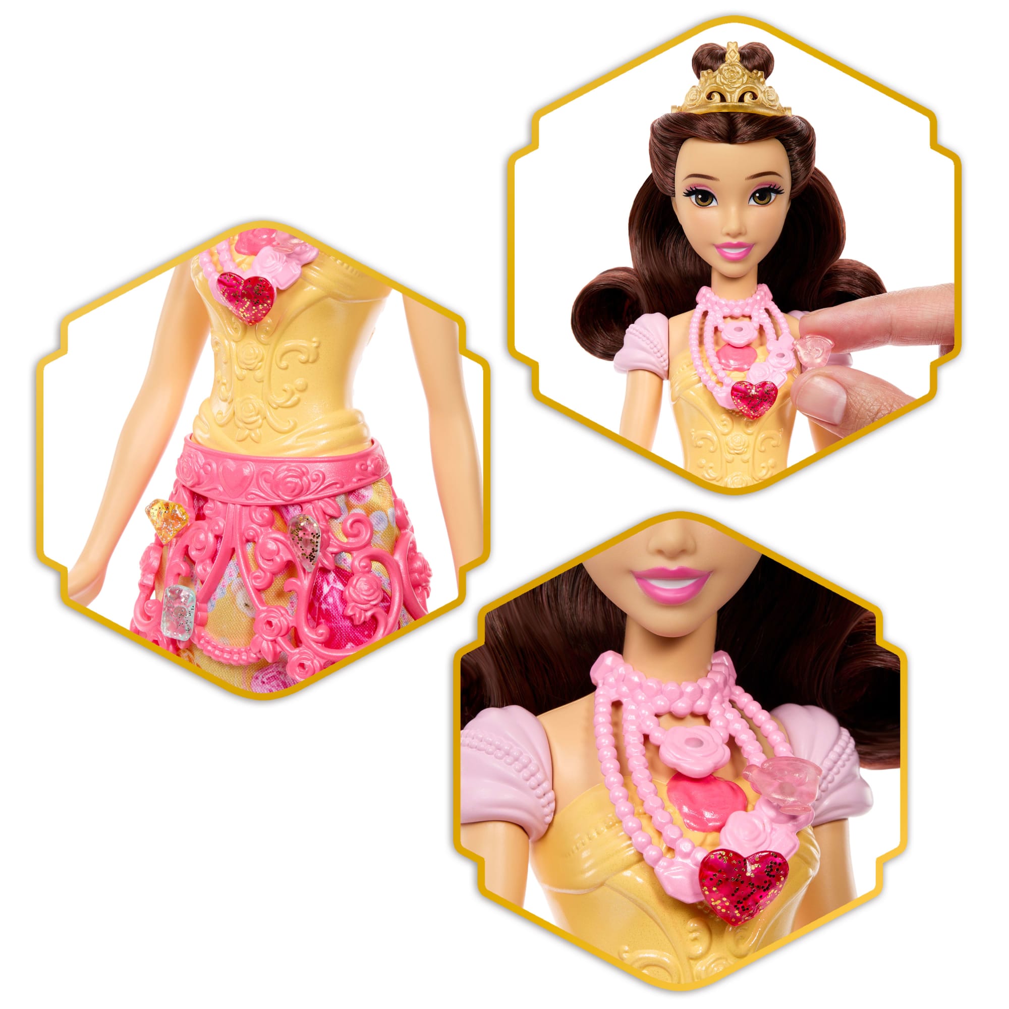 Disney Princess Jewel Reveal Belle Fashion Doll W/ 8 Surprises including Gem Box & Accessories - Image 3