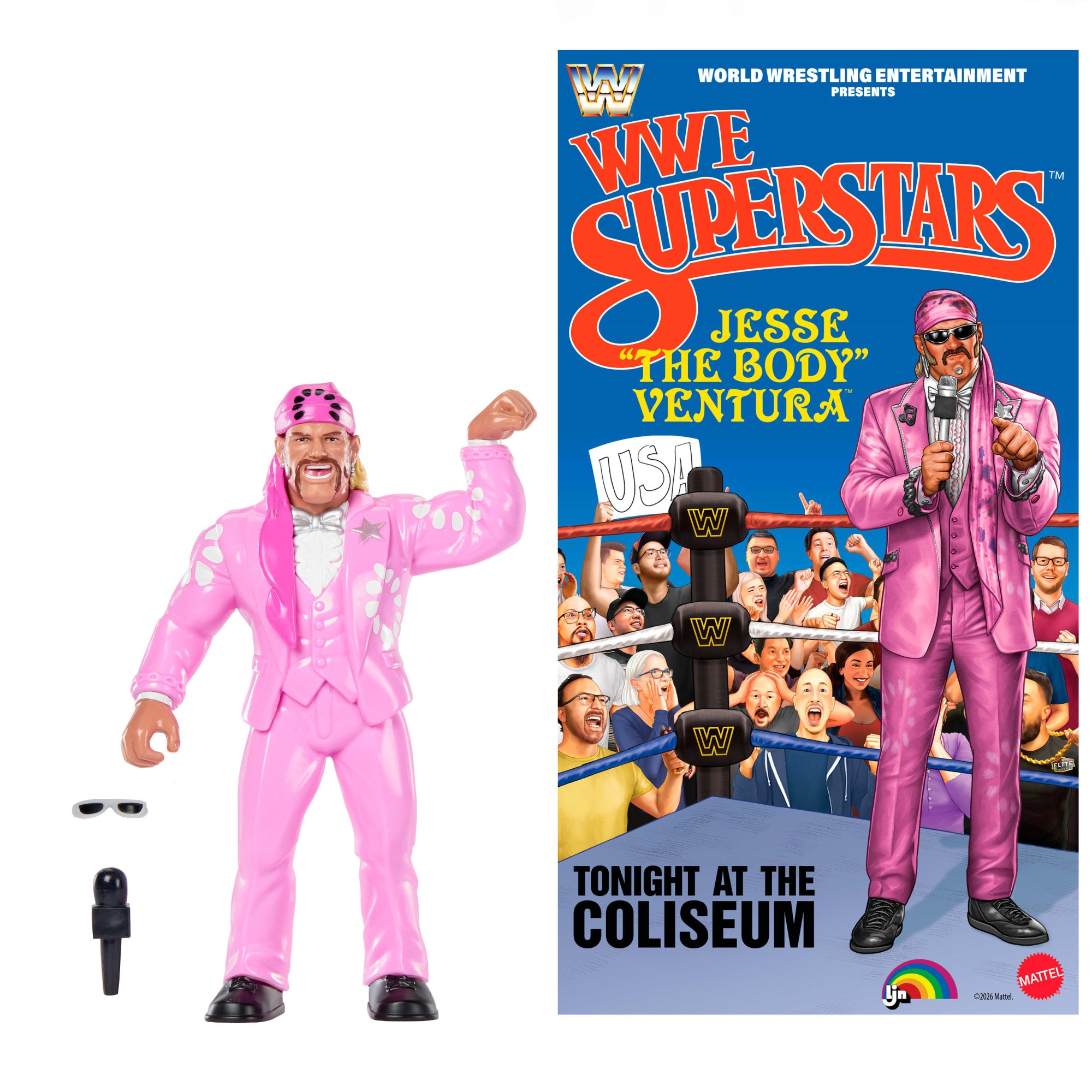 LJN WWE Superstars Jesse The Body Ventura Action Figure & Poster